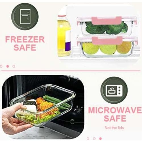 KOMUEE Set 30 Piezas Contenedores Vidrio Herméticos Rosa