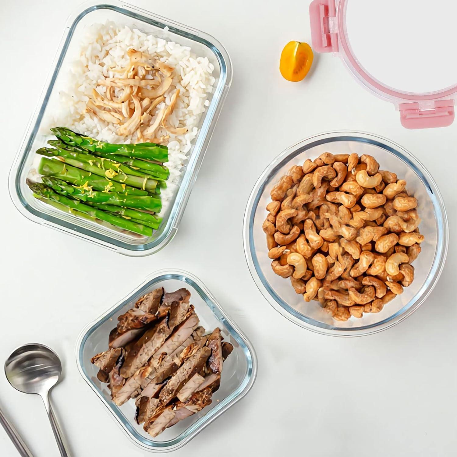 KOMUEE Set 30 Piezas Contenedores Vidrio Herméticos Rosa