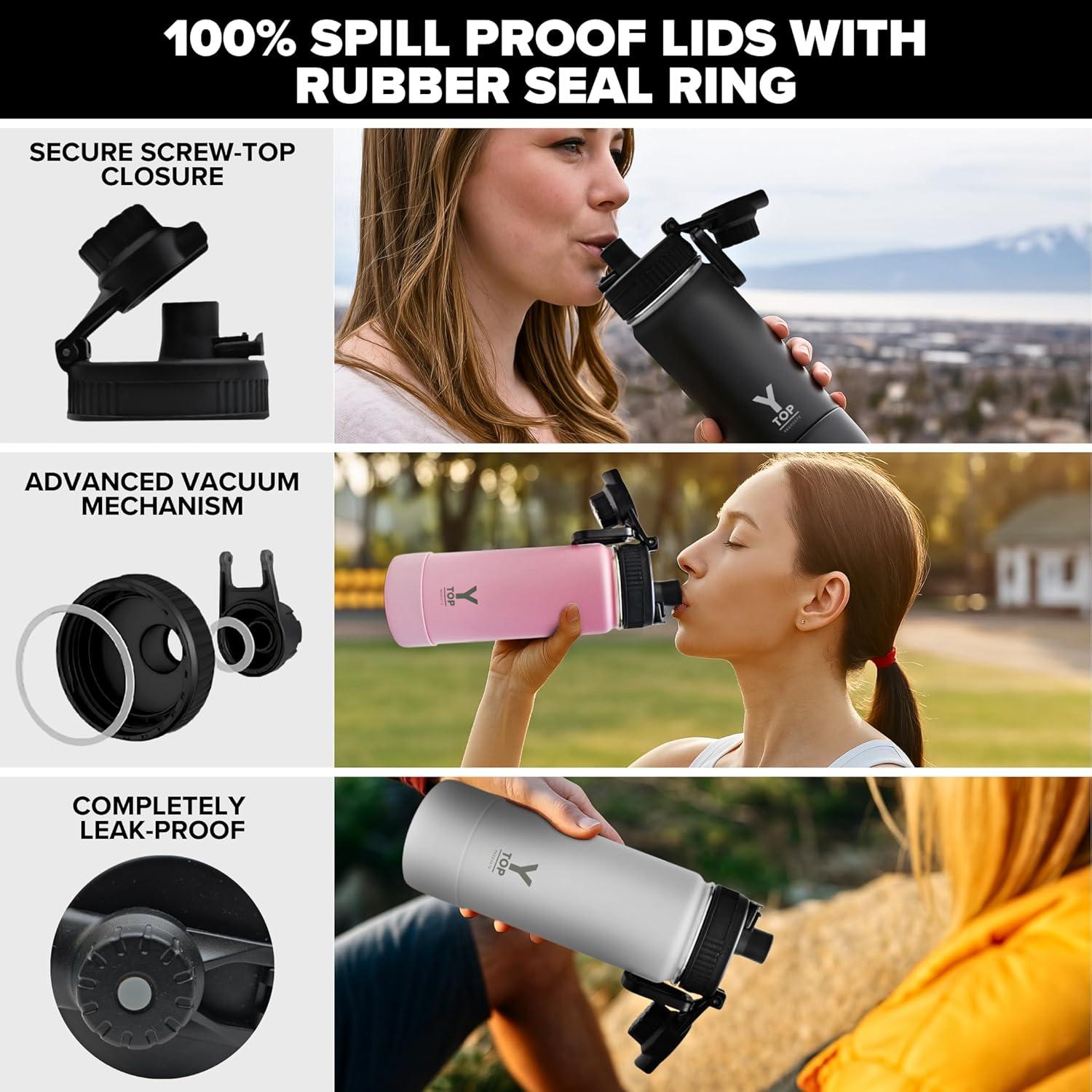 Botella de Agua Aislada Y TOP 532 ml Acero Inoxidable Negra