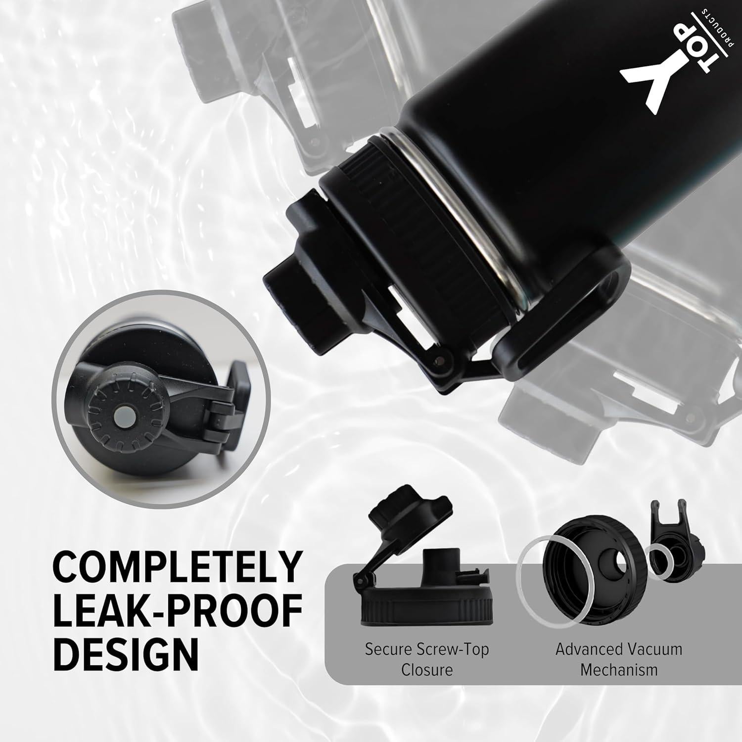 Botella de Agua Aislada Y TOP 532 ml Acero Inoxidable Negra