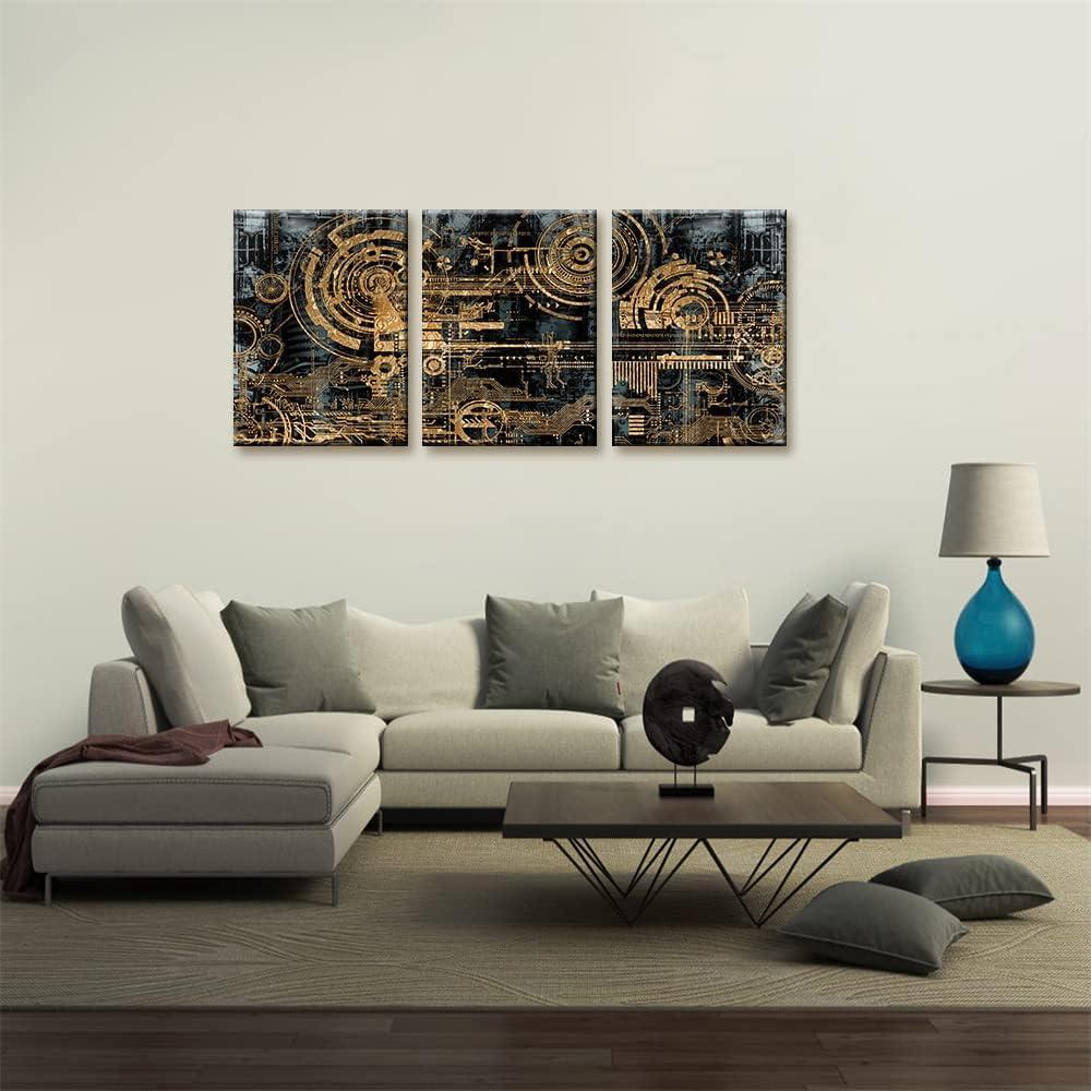 Pacimo Decoración de Pared Abstracta en Lienzo 3 Paneles 30x40cm