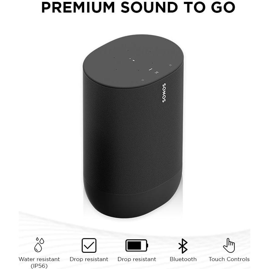 Altavoz Portátil Sonos Move Negro - Bluetooth, 11h Batería