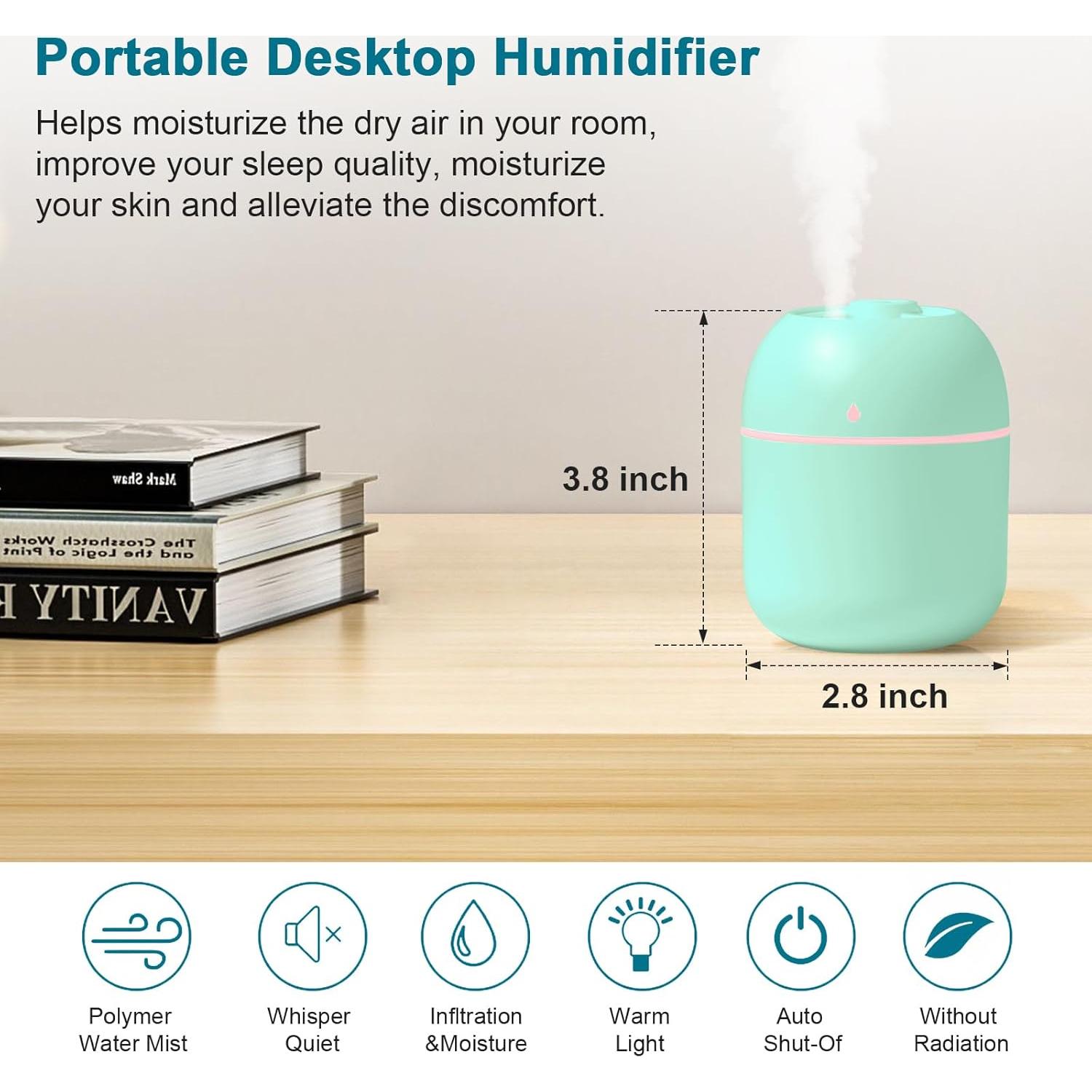 Humidificador Portátil KOSGHO 220ml USB Verde, Silencioso