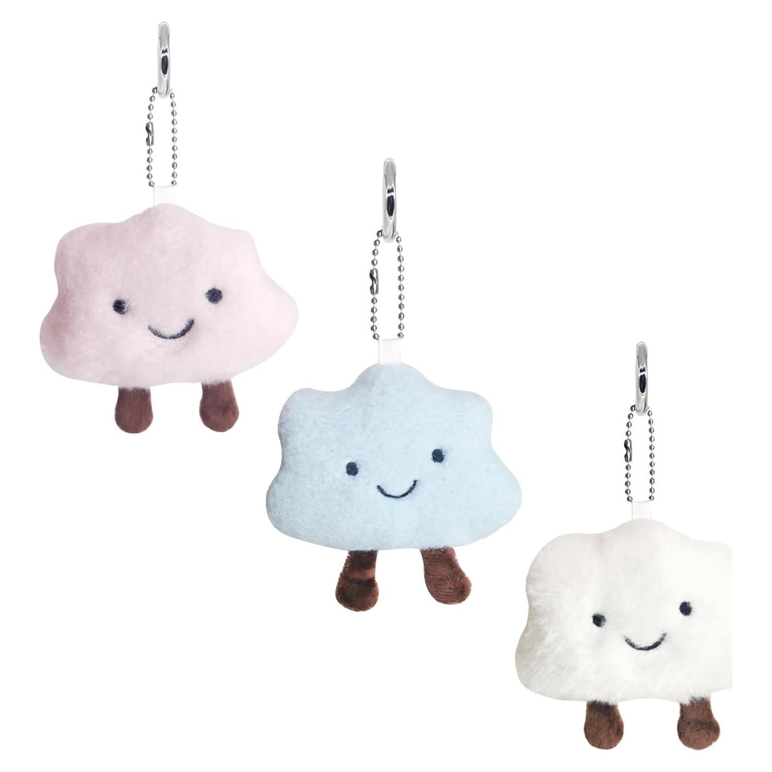 Paquete de 3 llaveros de nubes de felpa para mujeres