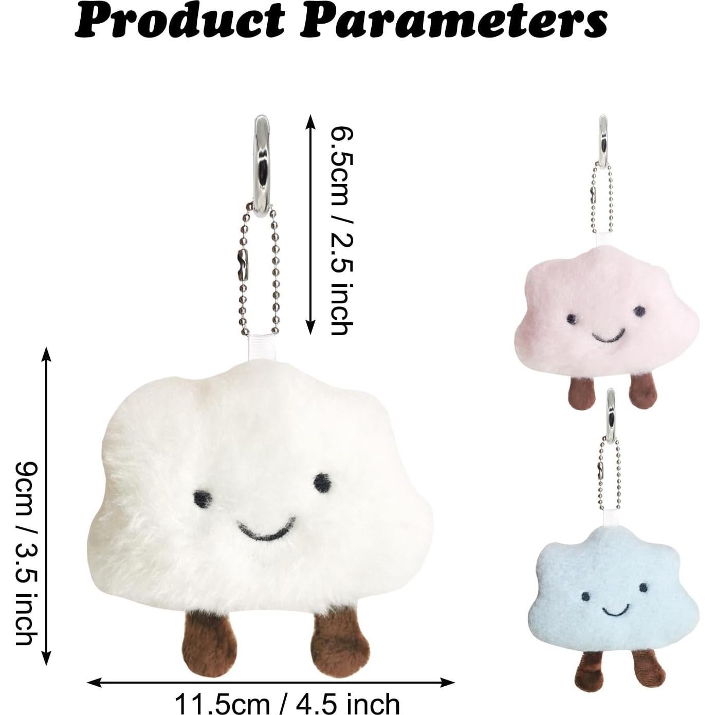 Paquete de 3 llaveros de nubes de felpa para mujeres