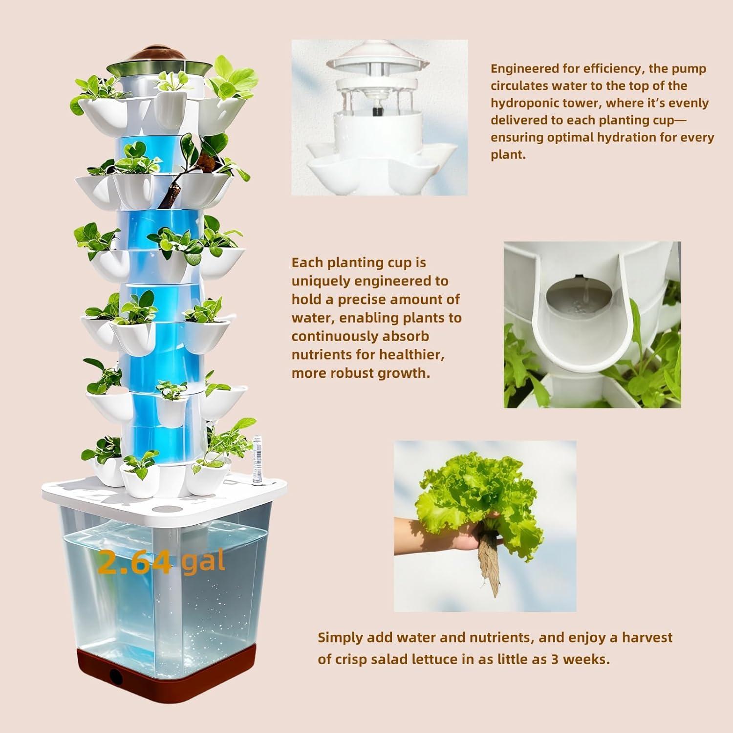 Kit de Cultivo Hidropónico Vertical LnzyGarden 30 Plantas