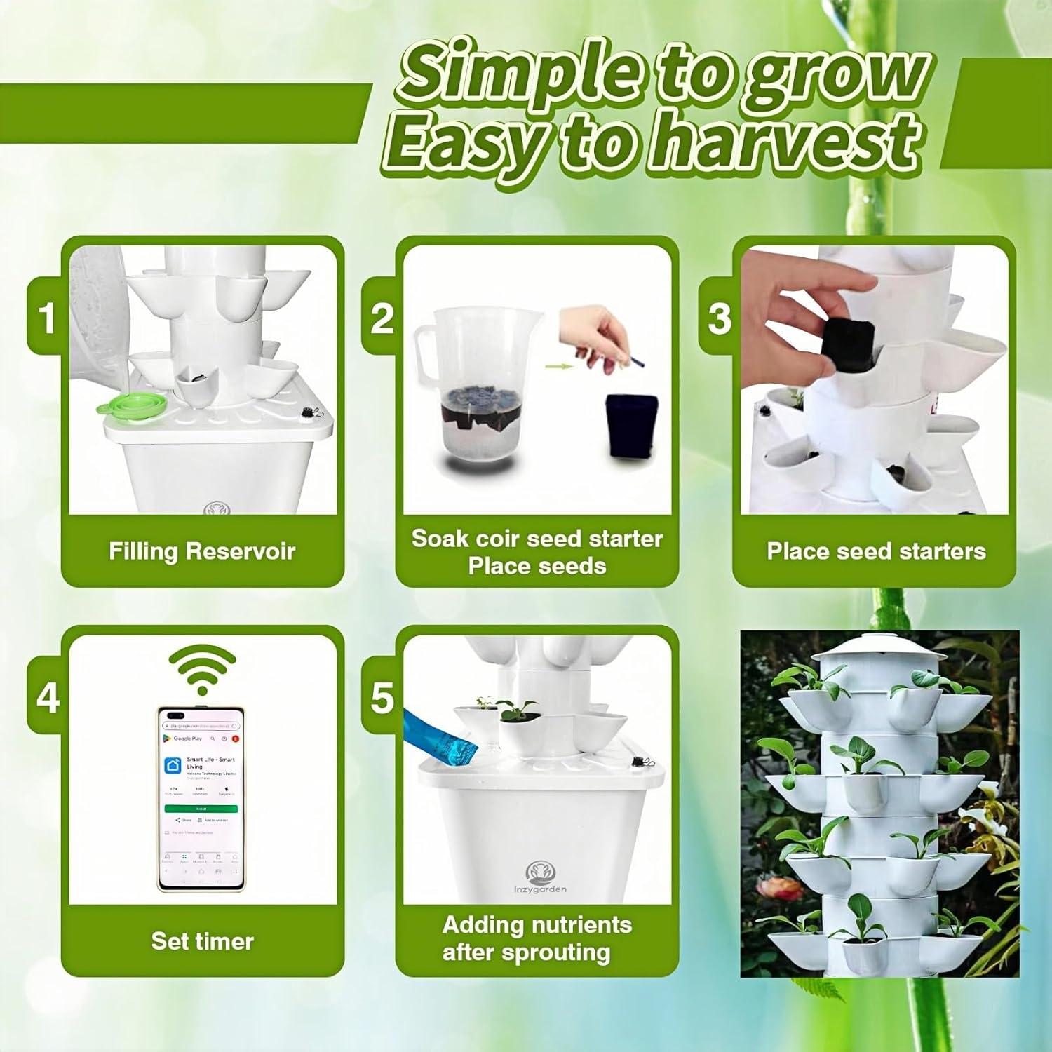 Kit de Cultivo Hidropónico Vertical LnzyGarden 30 Plantas