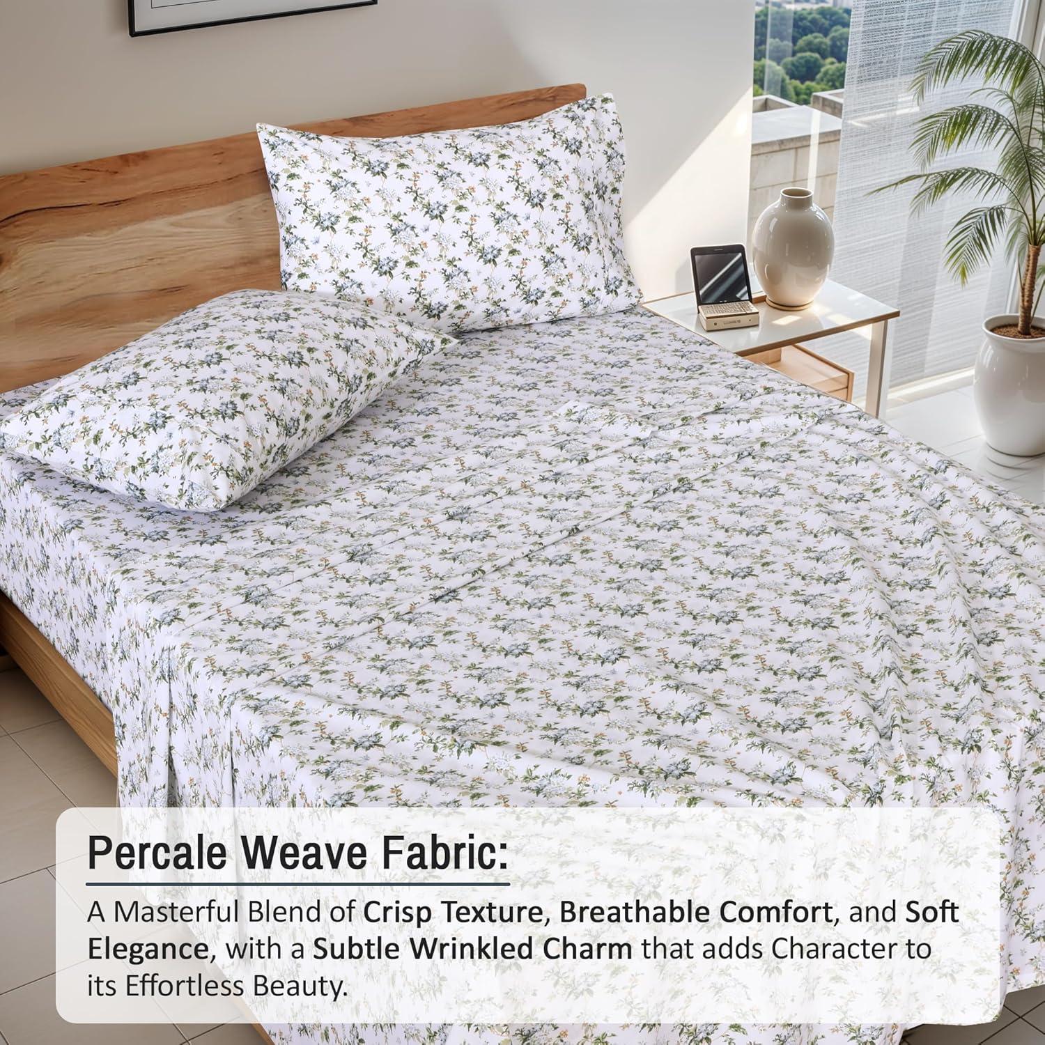 Sábanas Queen 100% Algodón RUVANTI Floral 4 Piezas