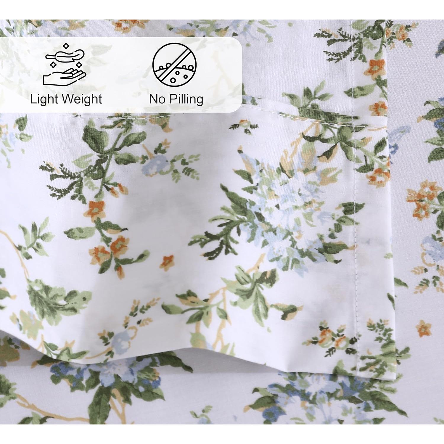 Sábanas Queen 100% Algodón RUVANTI Floral 4 Piezas