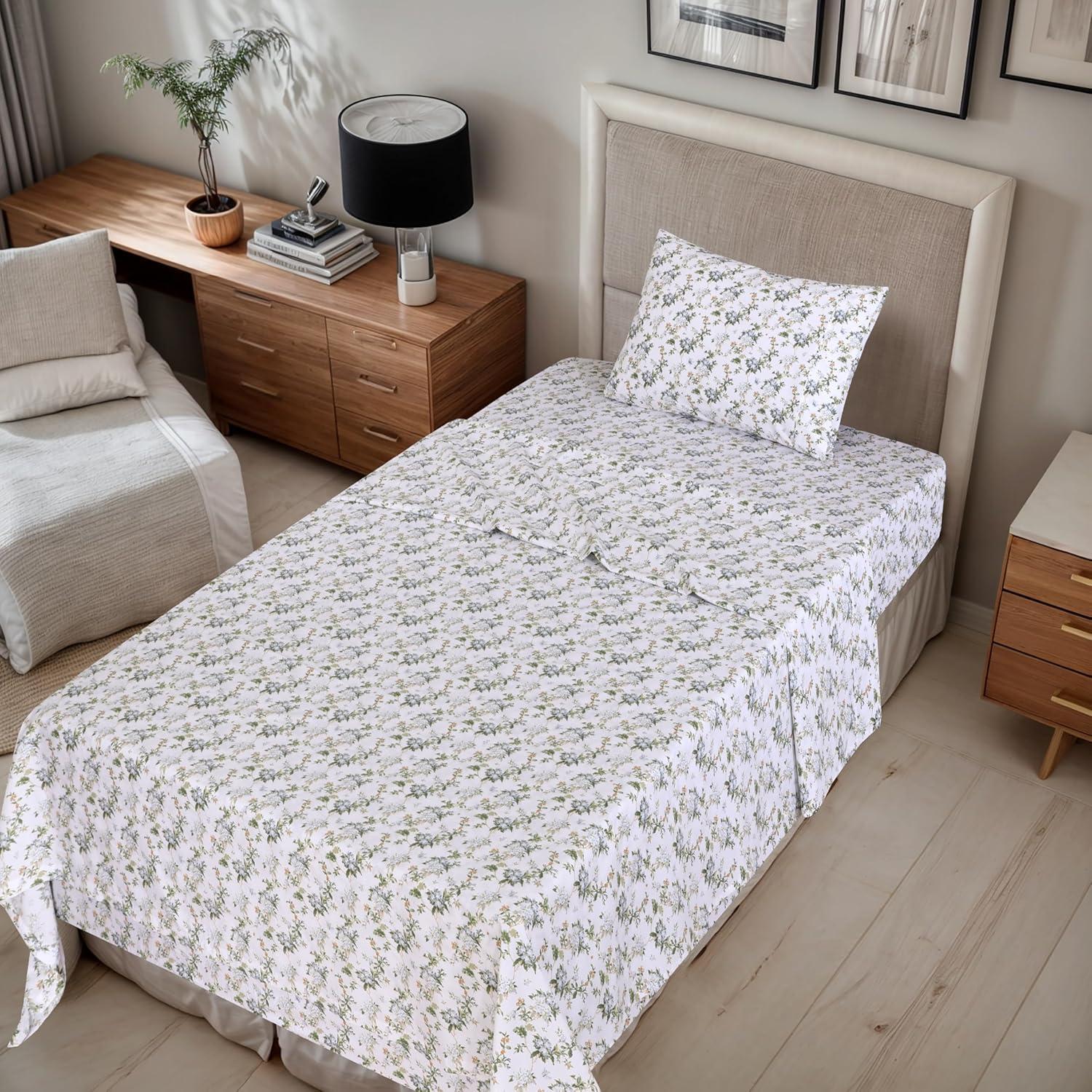 Sábanas Queen 100% Algodón RUVANTI Floral 4 Piezas