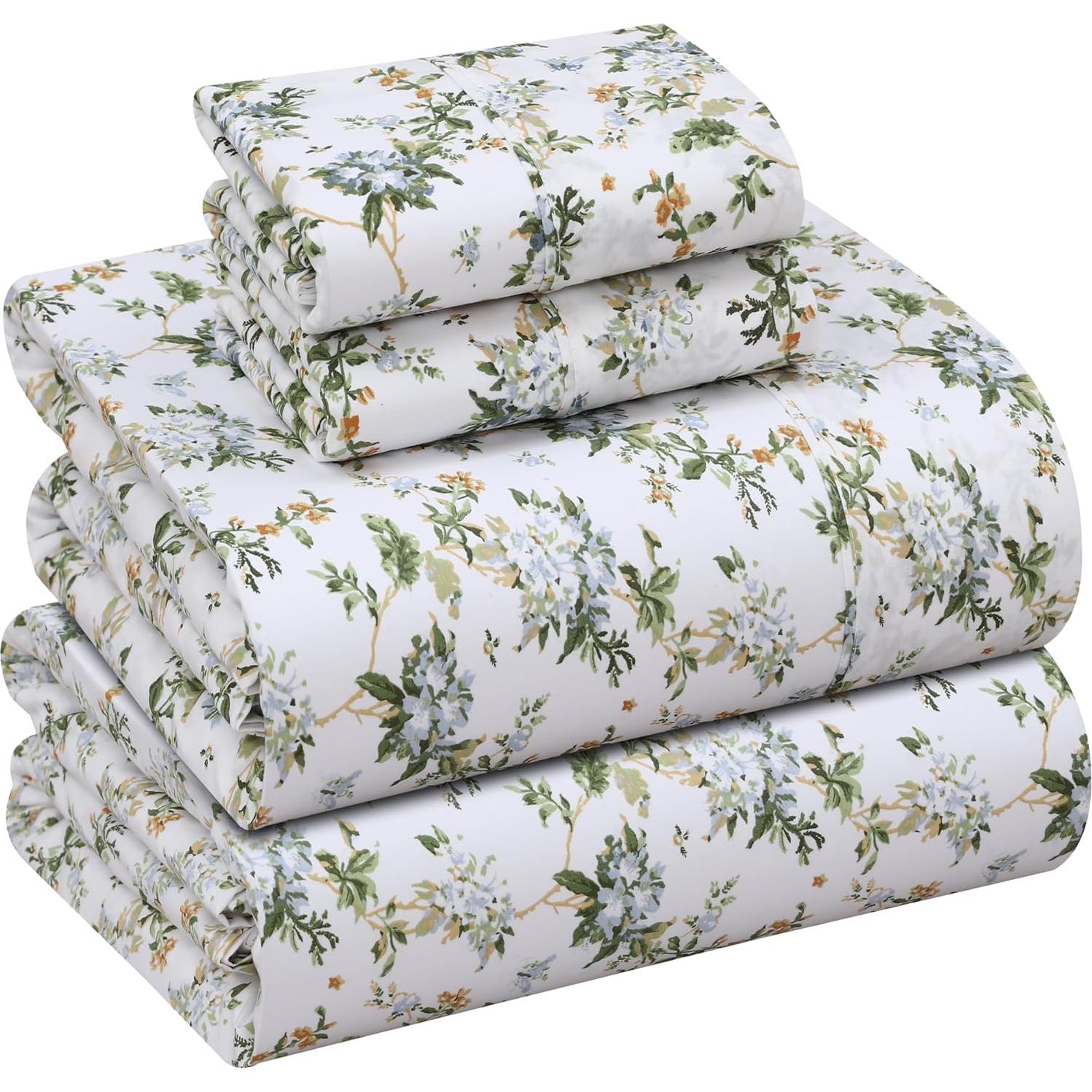 Sábanas Queen 100% Algodón RUVANTI Floral 4 Piezas