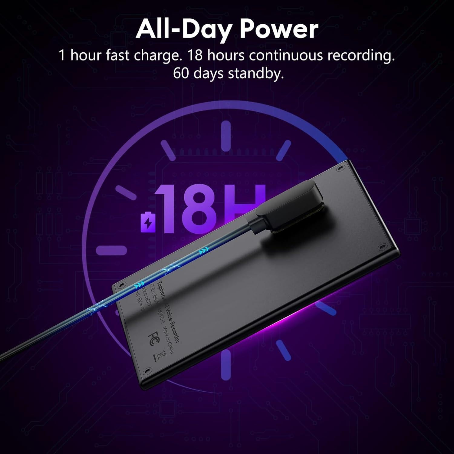 Grabadora de Voz AI Tophorse NOTE-1, 64GB, Transcripción en 101 Idiomas