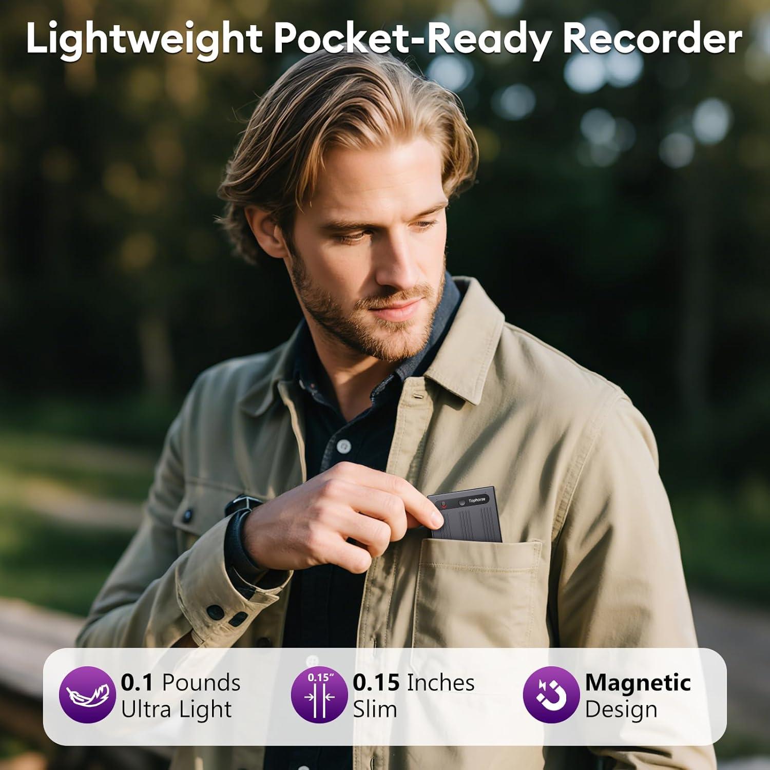 Grabadora de Voz AI Tophorse NOTE-1, 64GB, Transcripción en 101 Idiomas