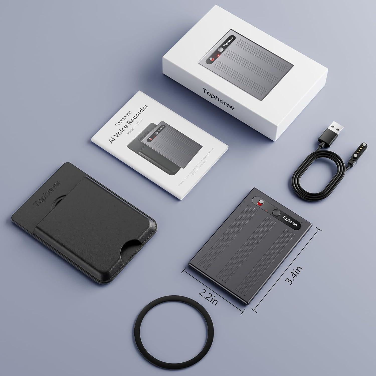 Grabadora de Voz AI Tophorse NOTE-1, 64GB, Transcripción en 101 Idiomas