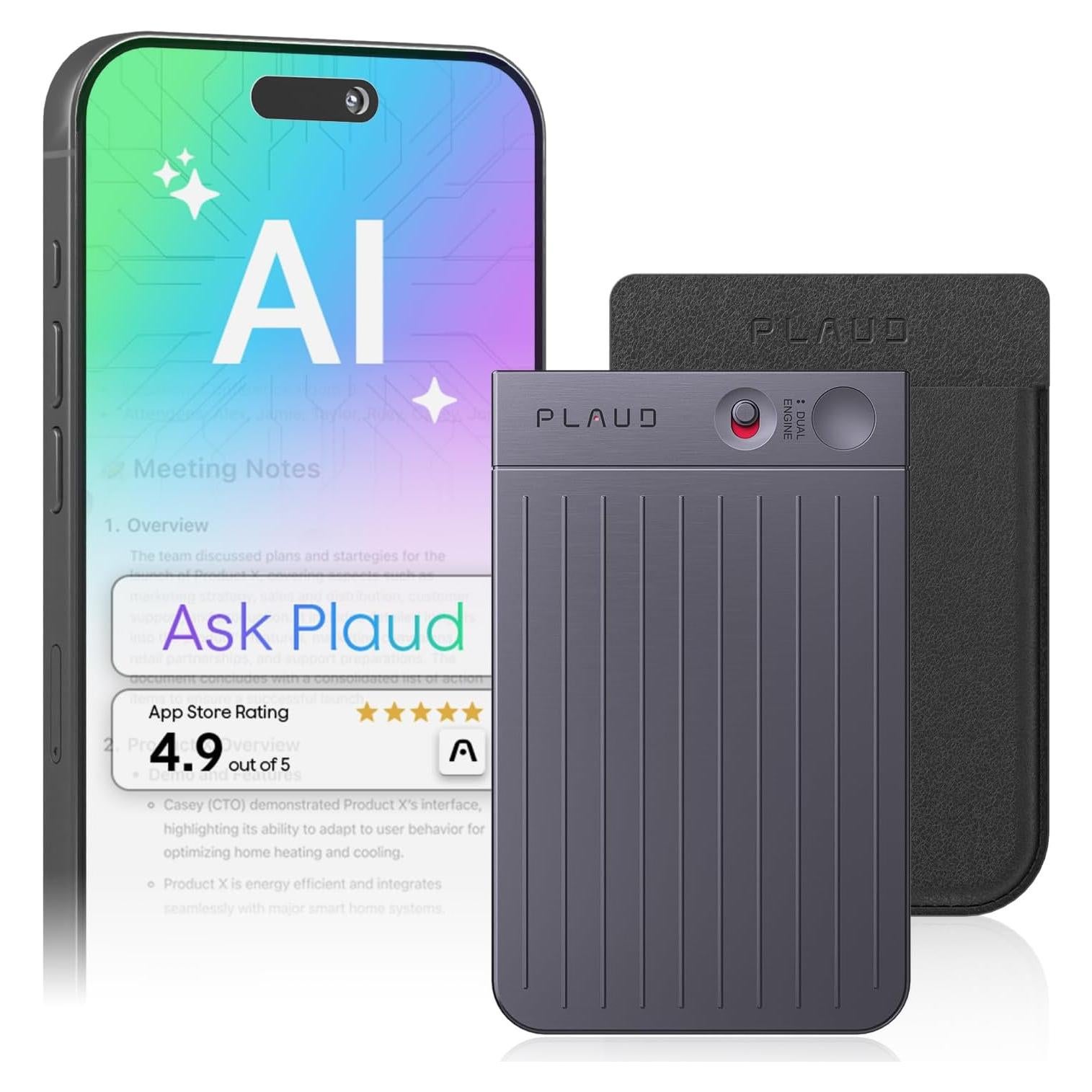 Grabadora de Voz AI Plaud Note 64GB con Estuche Negro