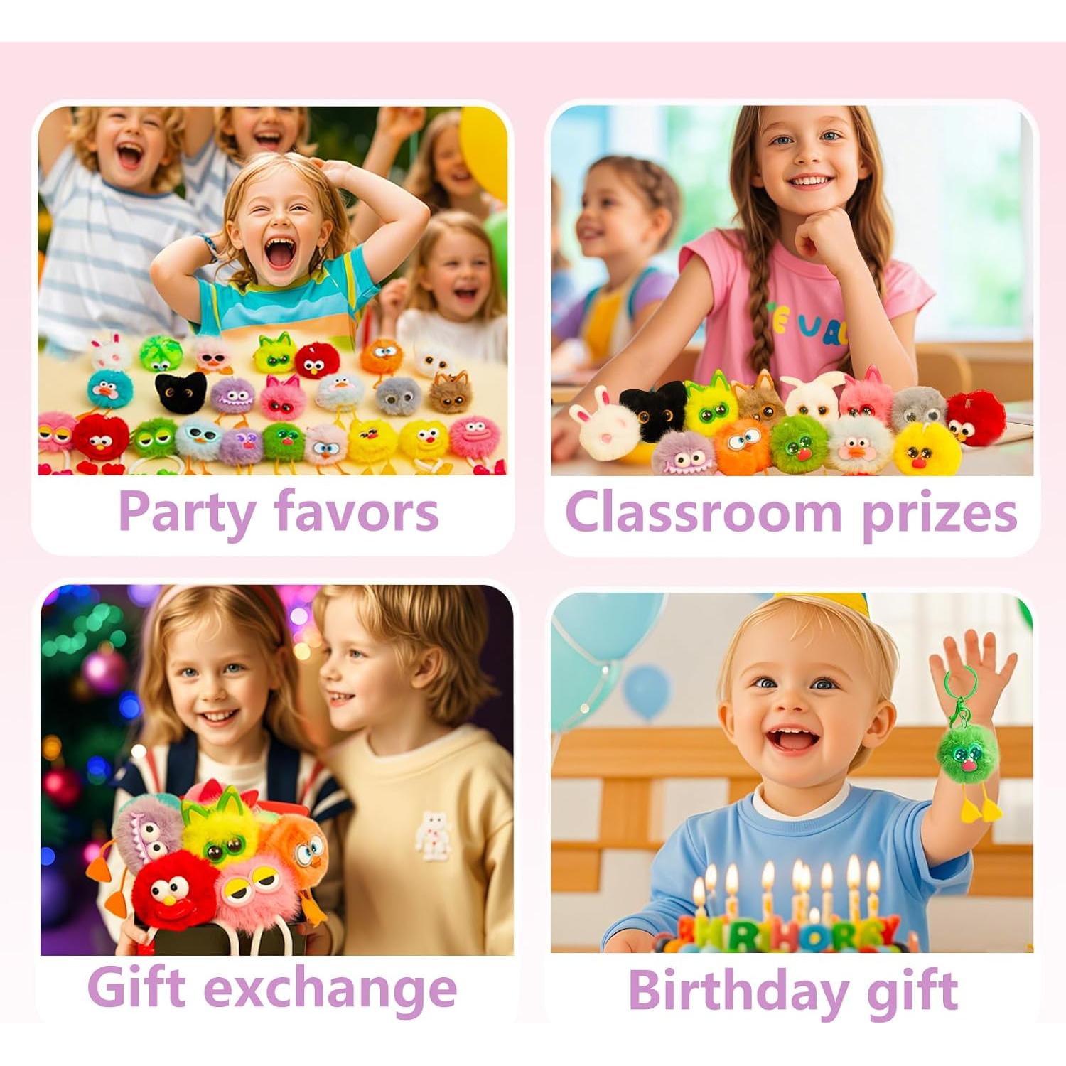 24 Llaveros de Peluche OMyFav para Niños - Regalos de Cumpleaños