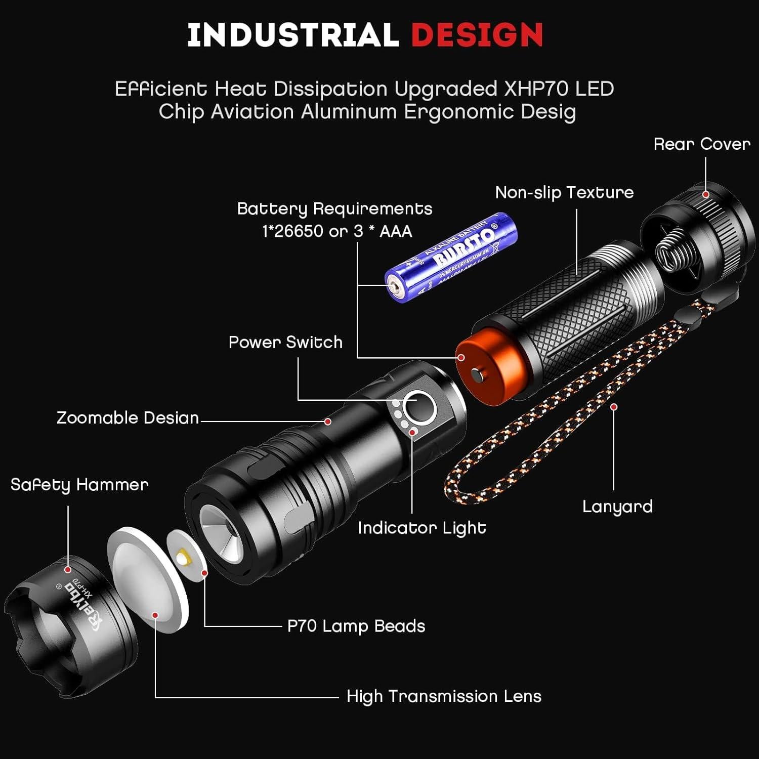 Linterna LED Relybo X16B 3000 Lúmenes Recargable IP67