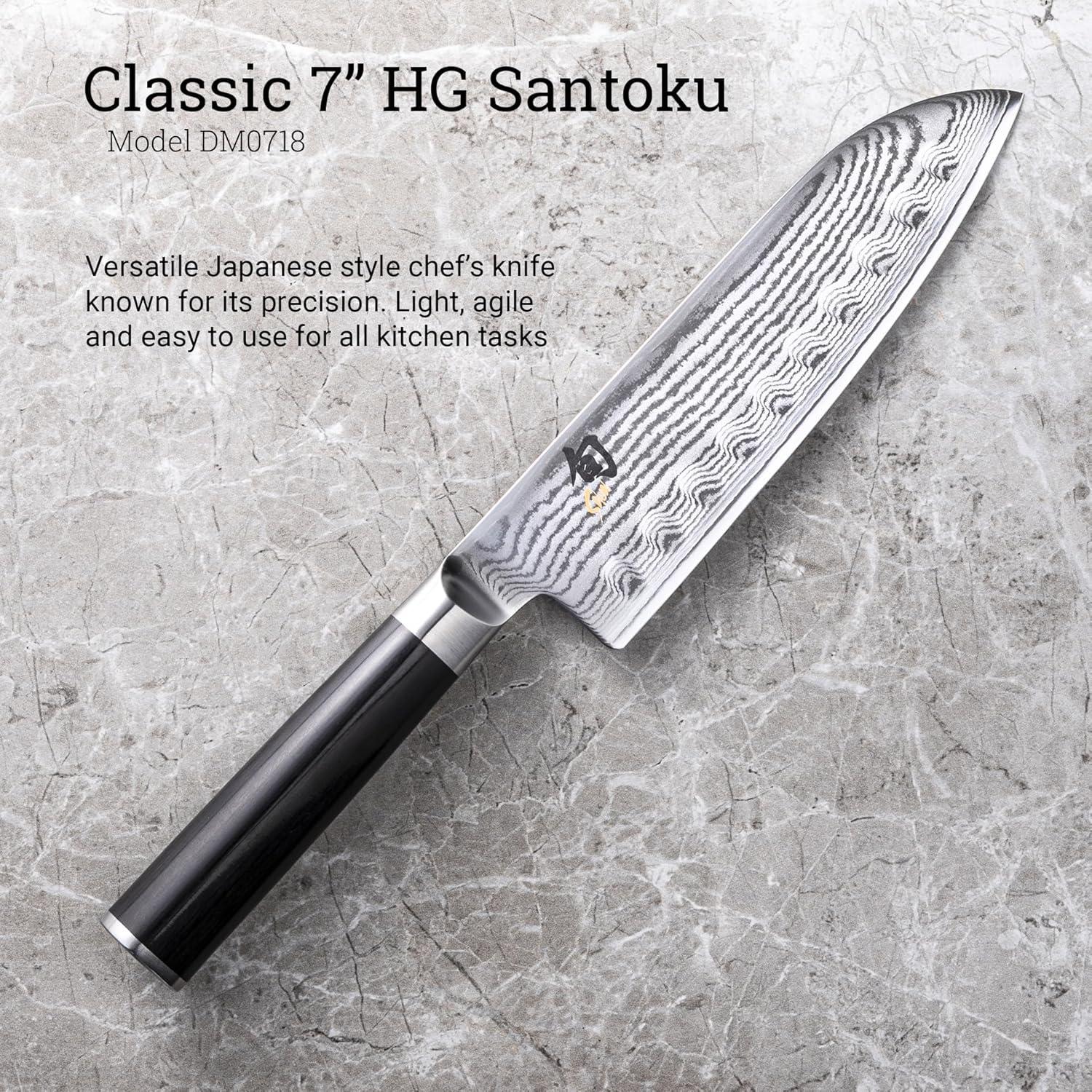 Cuchillo Santoku Shun Classic 17.78 cm VG-MAX Damasco Pakkawood