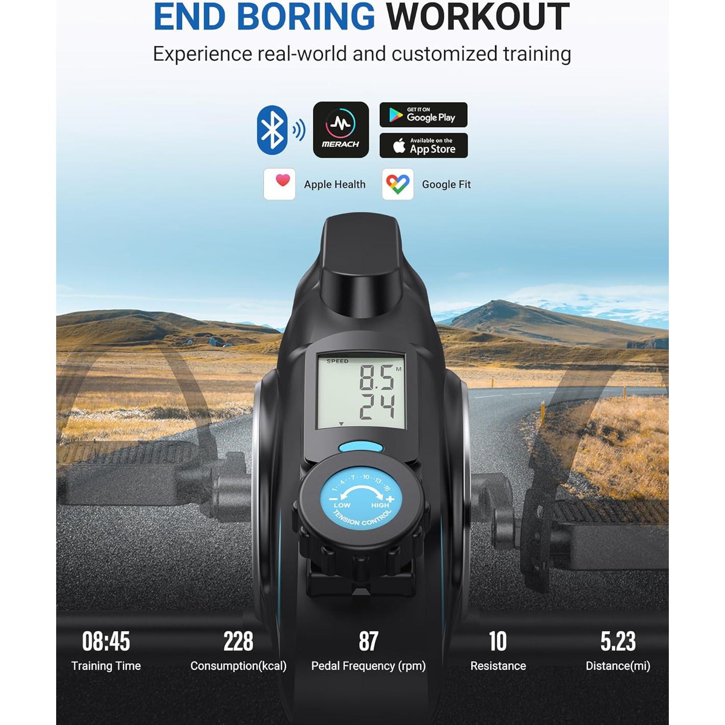 Ejercitador de Pedales MERACH 3 en 1 Magnético con App