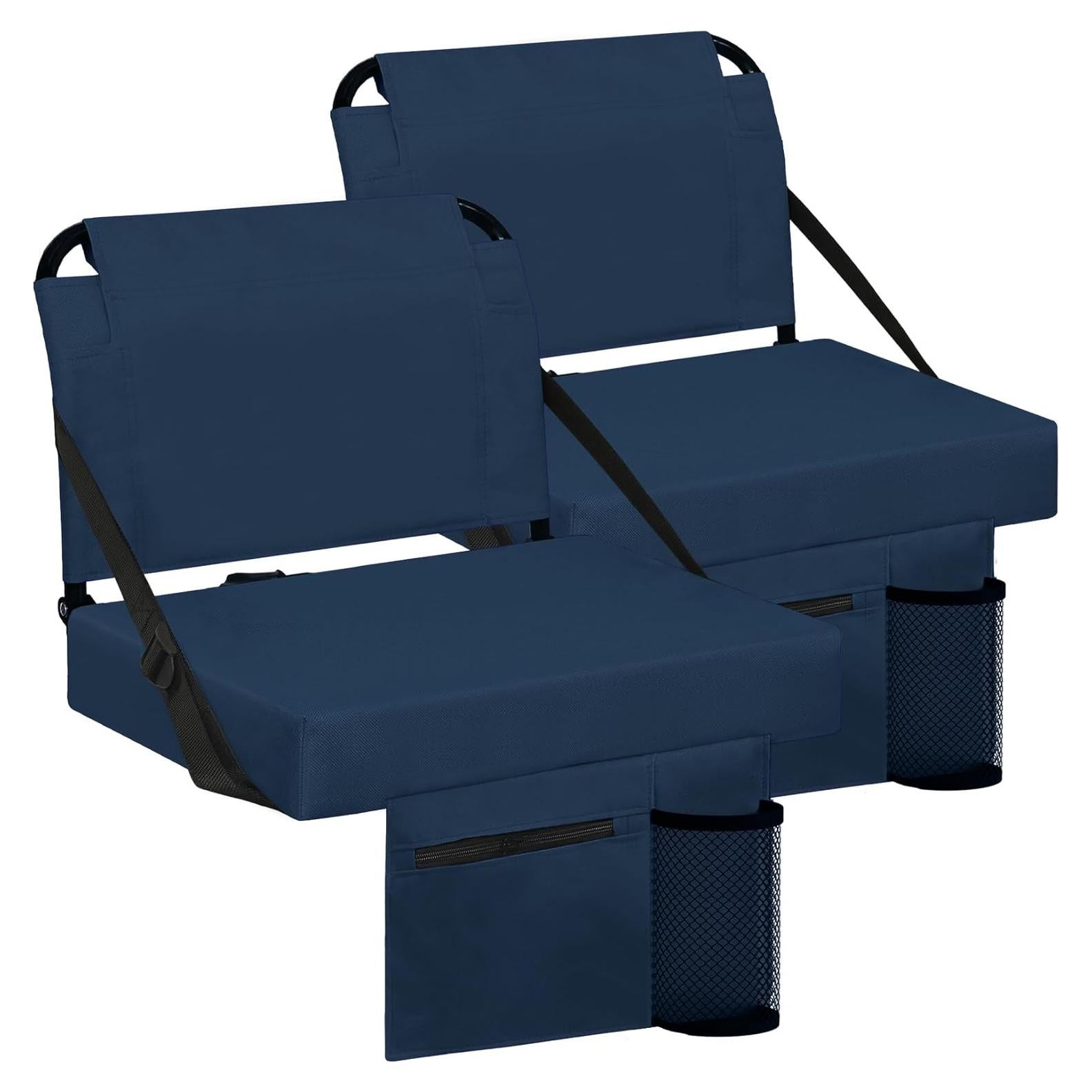Asiento de Estadio Besunbar con Respaldo y Cojín Ancho - Marino, Paquete de 2