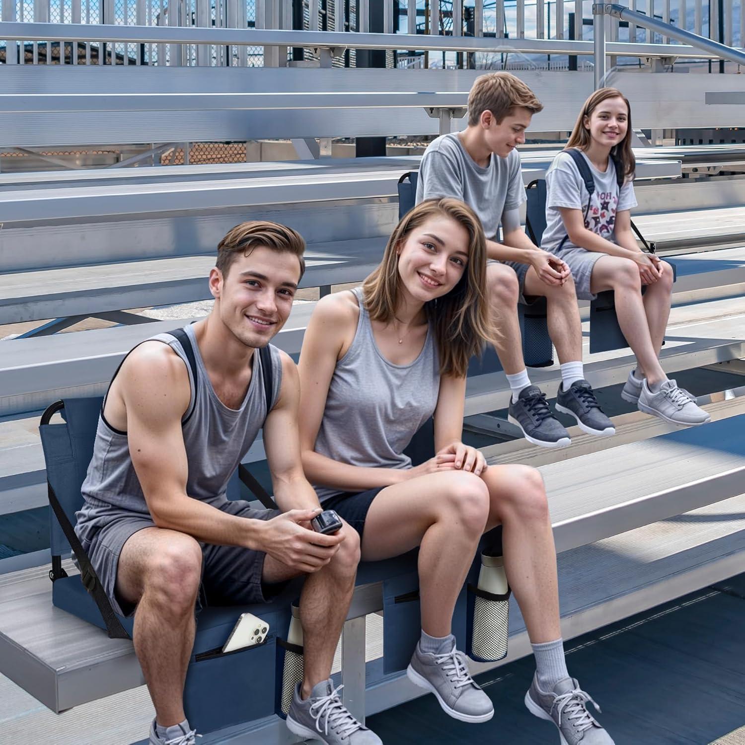 Asiento de Estadio Besunbar con Respaldo y Cojín Ancho - Marino, Paquete de 2