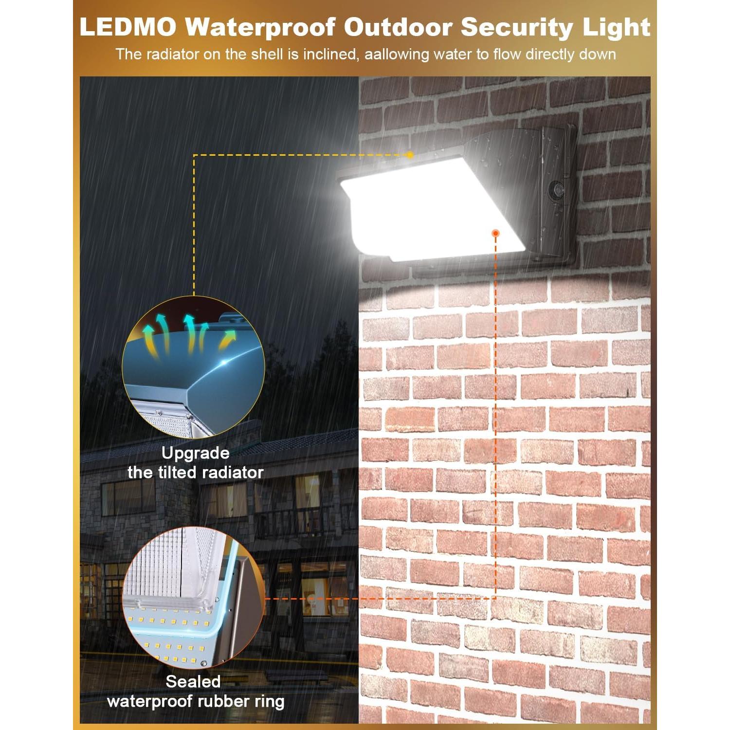 Luz de Pared LED 120W LEDMO con Fotocélula - 4 Paquete