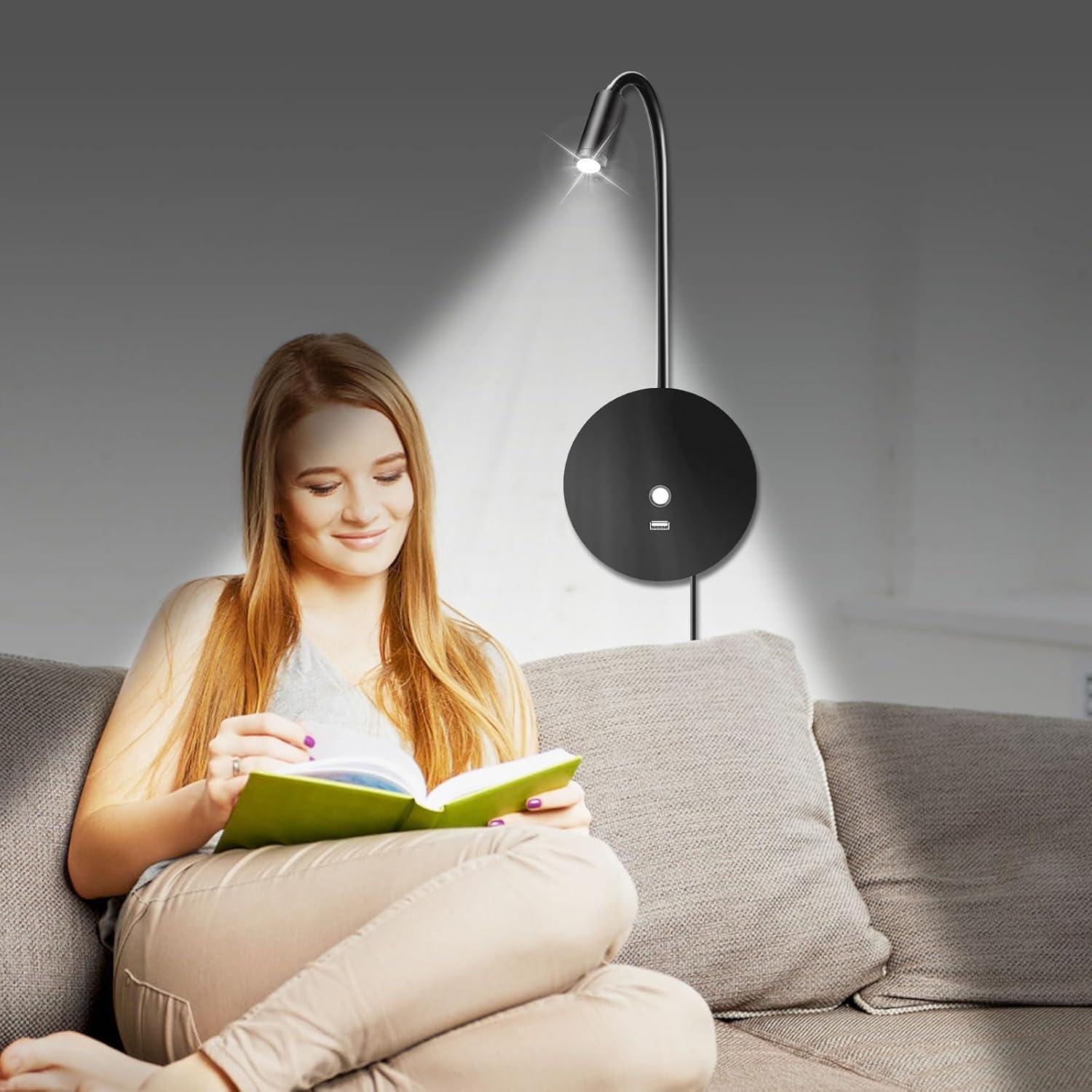 Luz de Lectura de Pared ERAY con USB y 3 Colores - Paquete de 2