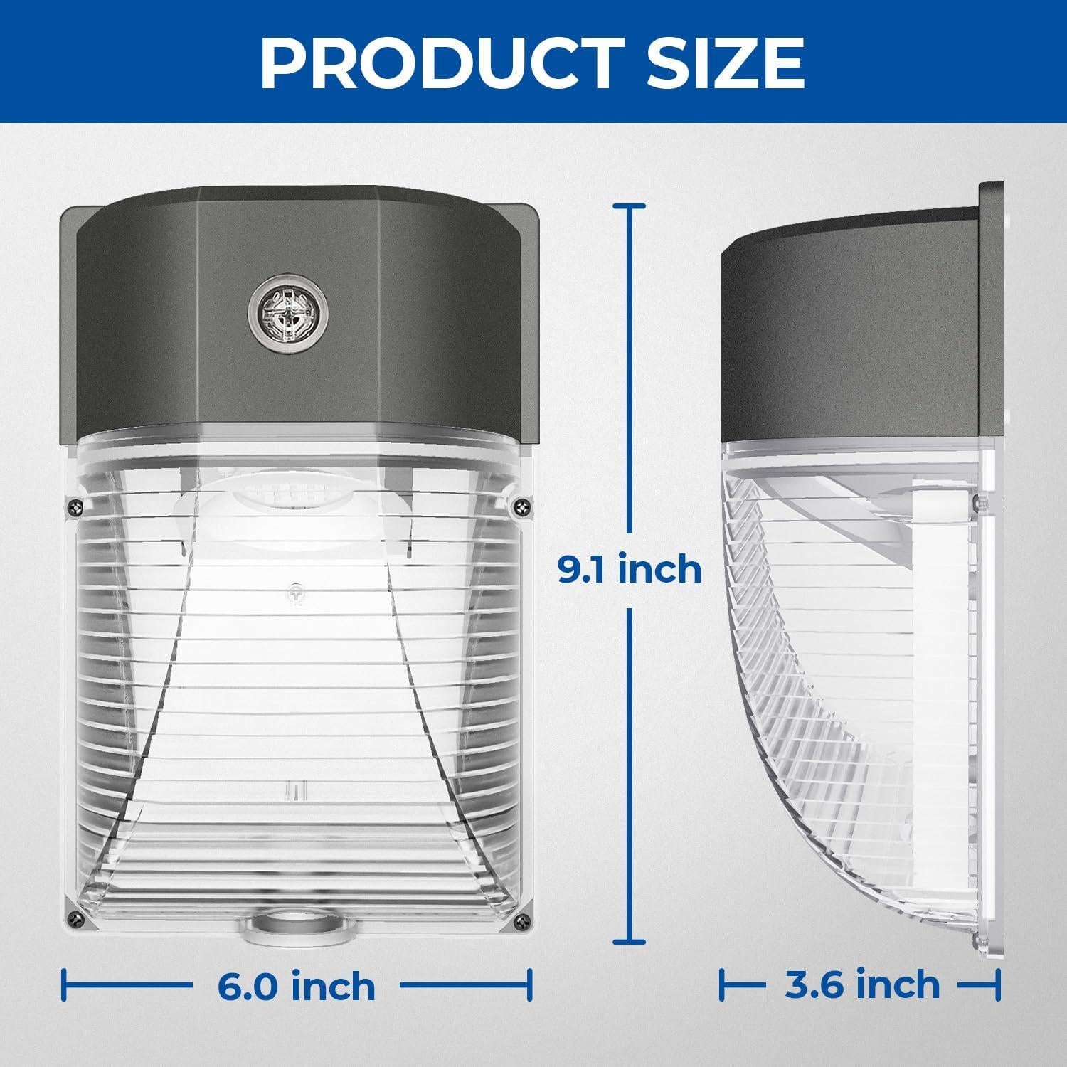 CINOTON Luz de Pared LED 26W con Sensor Crepúsculo 3000LM IP65