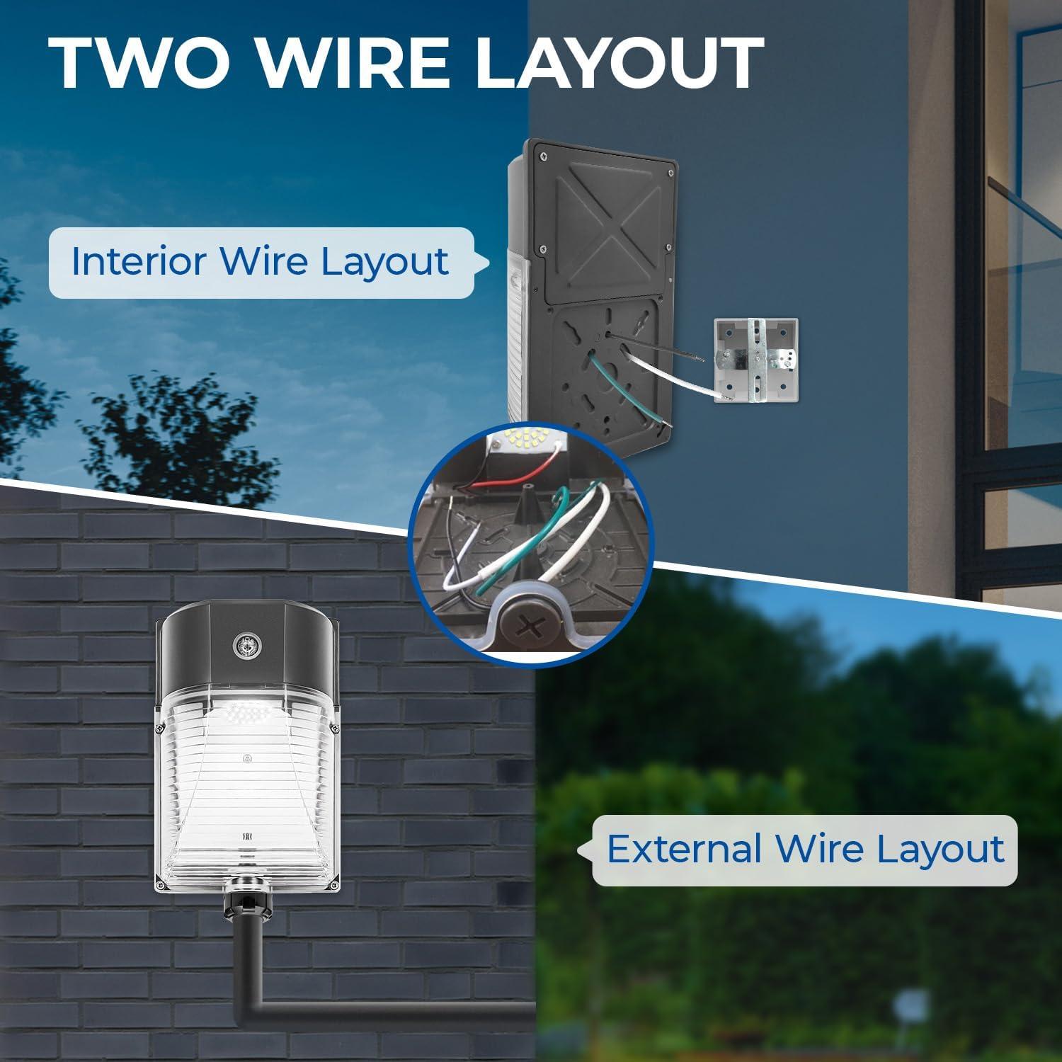 CINOTON Luz de Pared LED 26W con Sensor Crepúsculo 3000LM IP65
