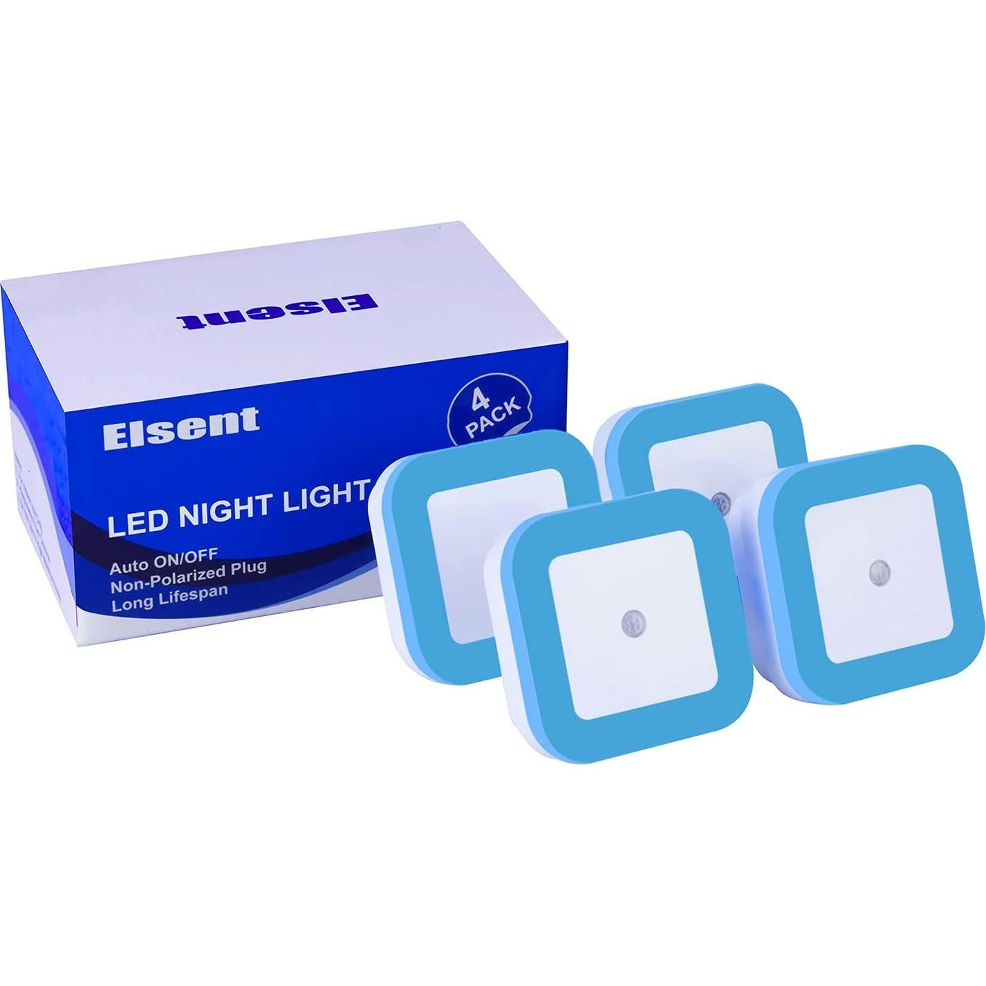 Paquete de 4 Luces Nocturnas LED Azules Elsent con Sensor
