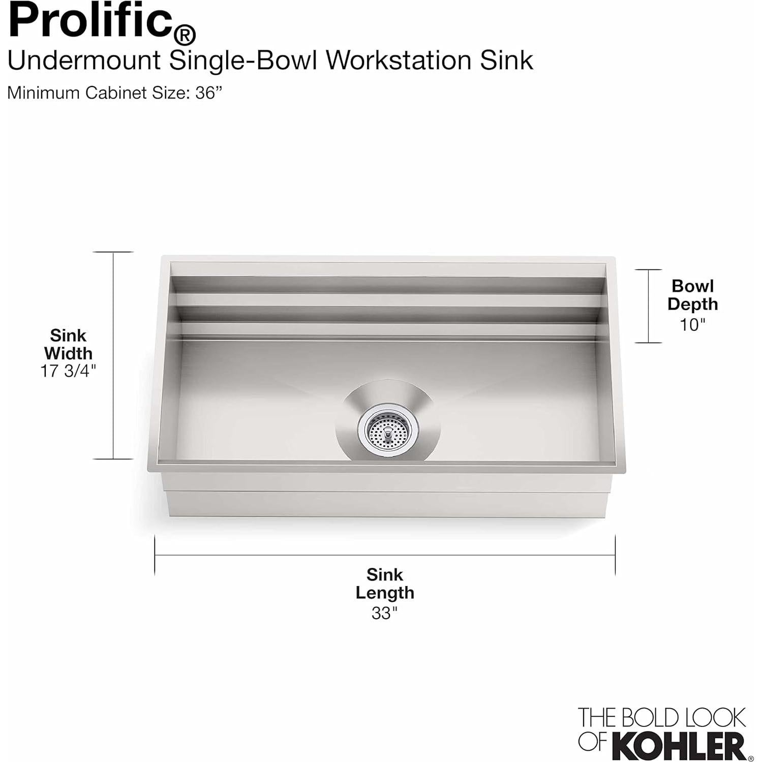 Fregadero de Acero Inoxidable KOHLER Prolific 83.82 cm con Accesorios