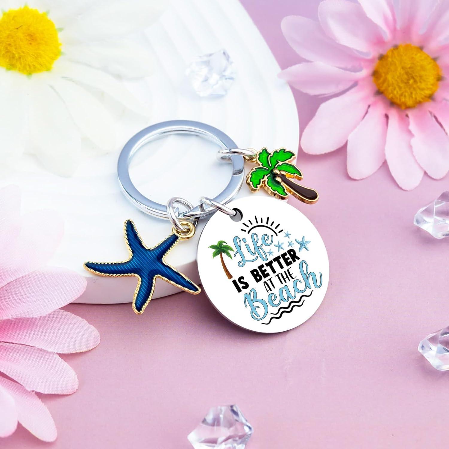 Llavero de Playa con Estrella de Mar y Palmera - Regalo Temático