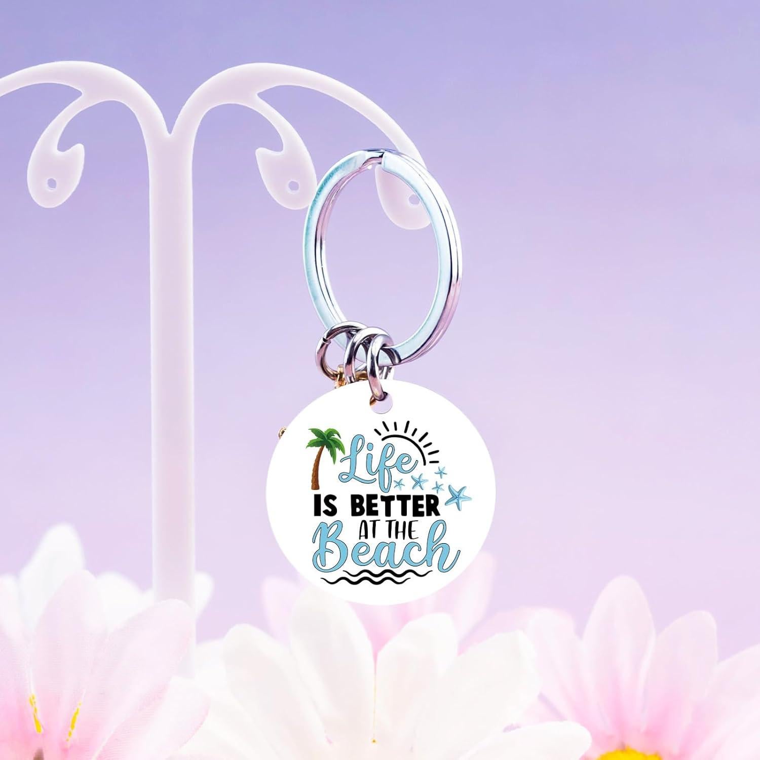 Llavero de Playa con Estrella de Mar y Palmera - Regalo Temático