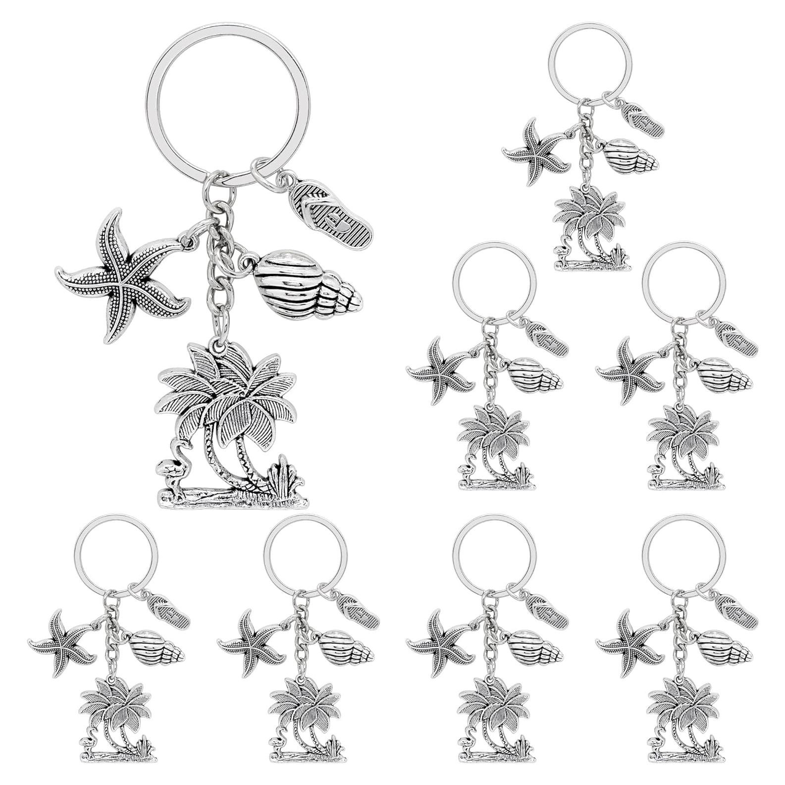 Llavero Temático de Playa 8 Piezas Aleación Plata Verano