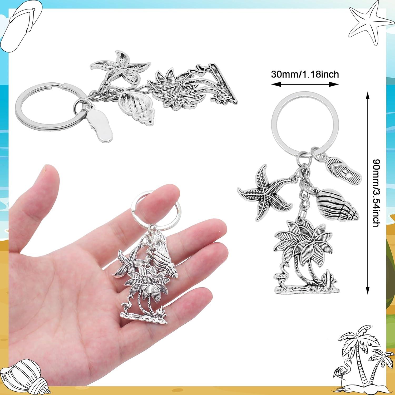 Llavero Temático de Playa 8 Piezas Aleación Plata Verano