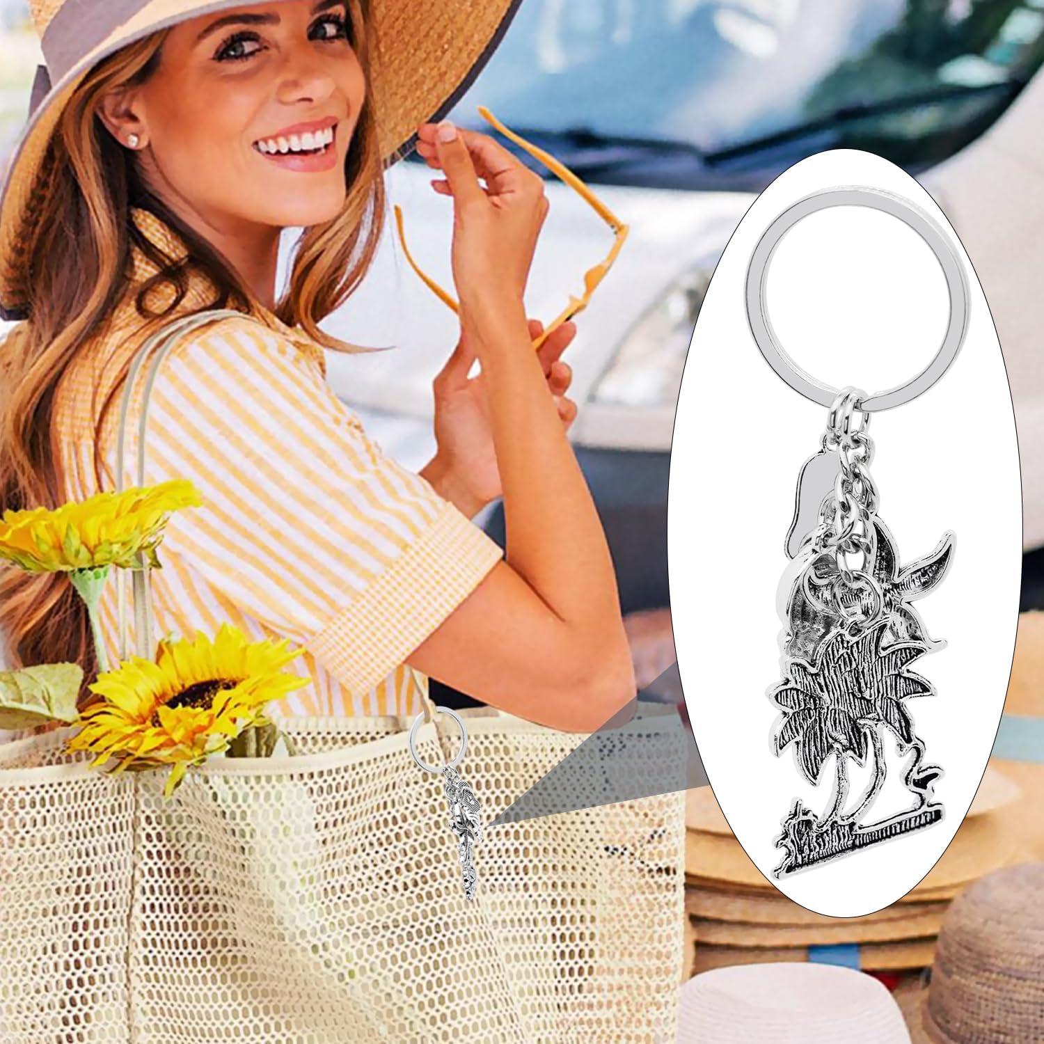 Llavero Temático de Playa 8 Piezas Aleación Plata Verano