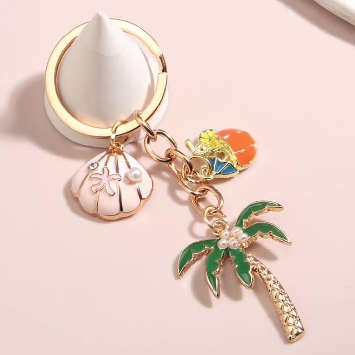 Llavero temático de playa concha estrella mar 3.7cm