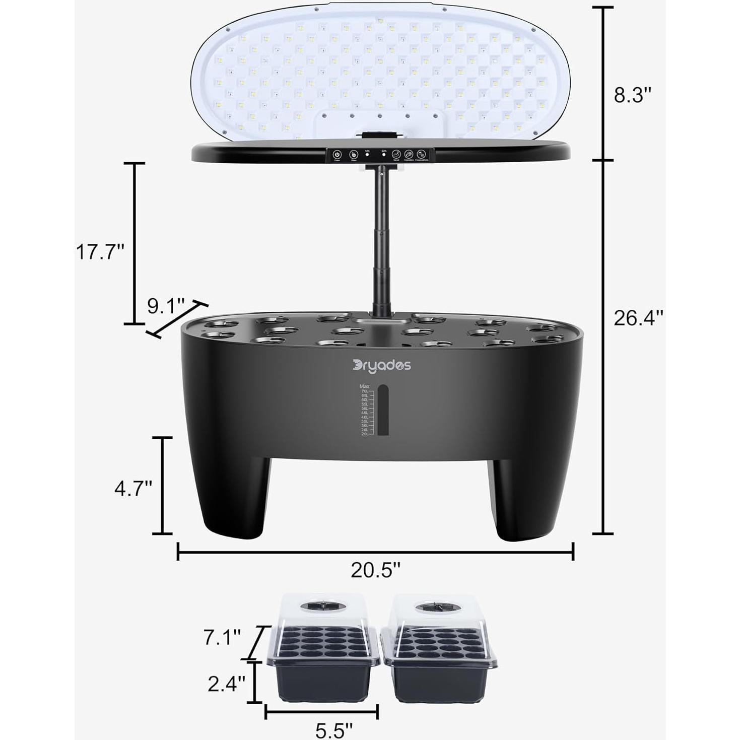 Kit de Cultivo Hidropónico Dryades 16 Cápsulas 7L LED 24W