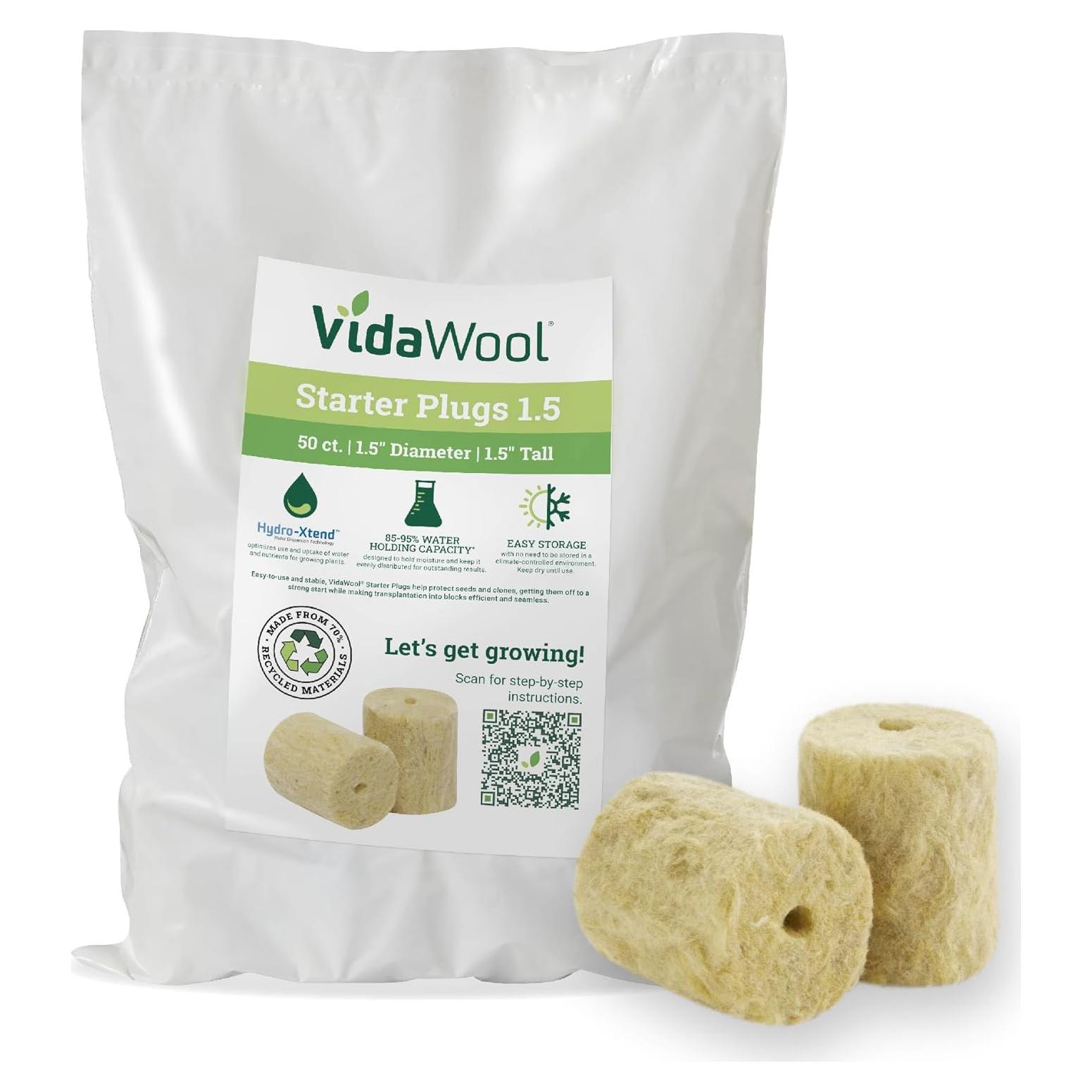Tapones de Inicio de Semillas VidaWool - 50 Unidades Hidropónicos