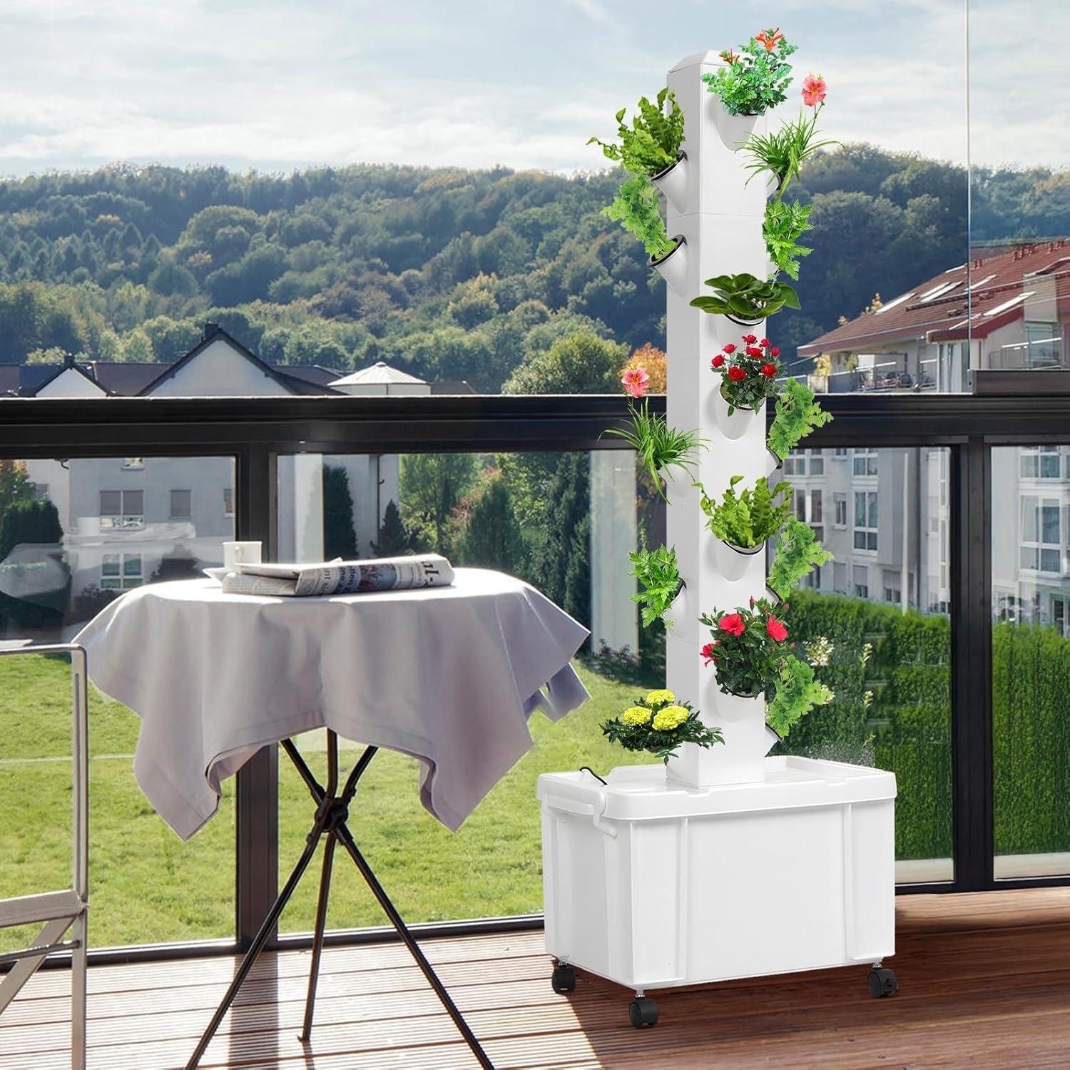 Torre Hidropónica Bluethy 5 Capas 20 Agujeros con Ruedas