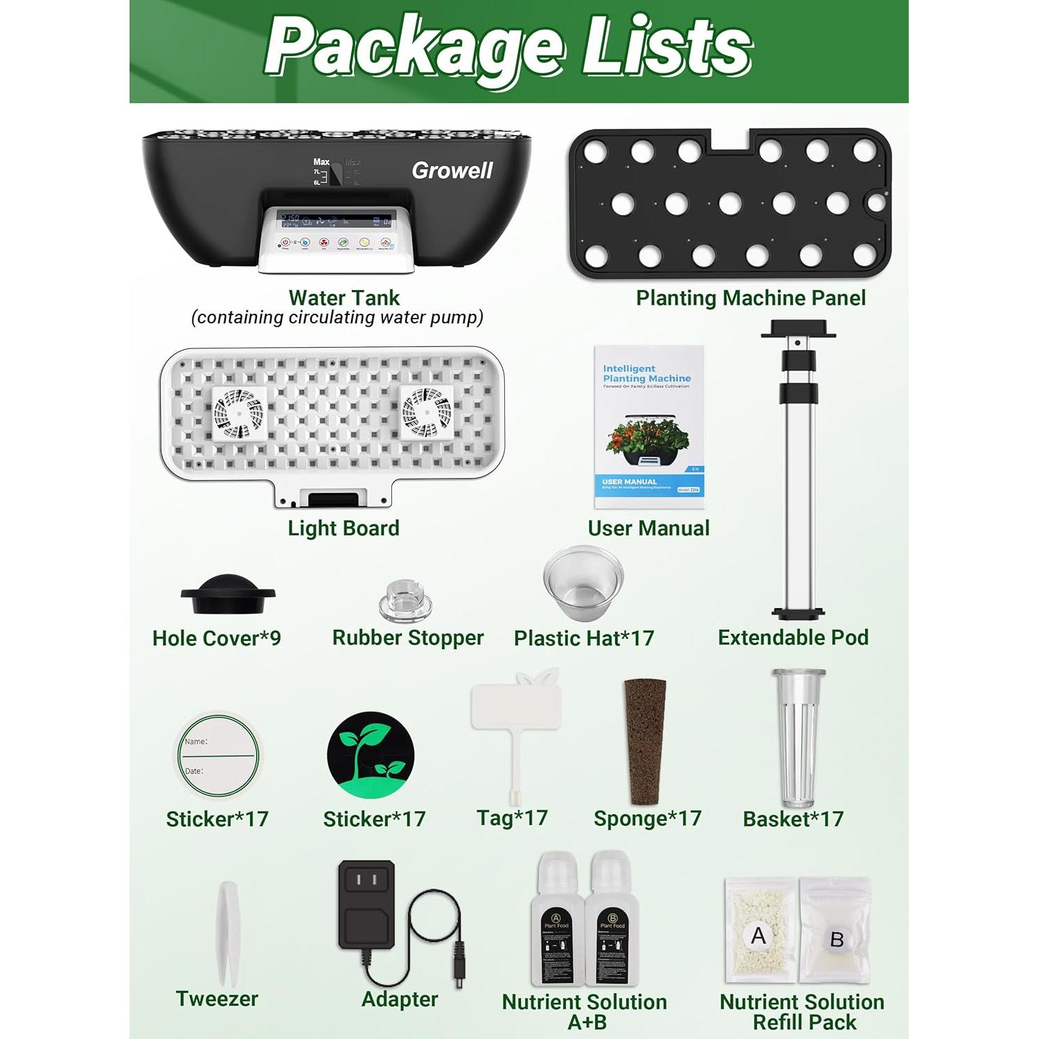 Sistema de Cultivo Hidropónico Growell HS02 17 Cápsulas 10L