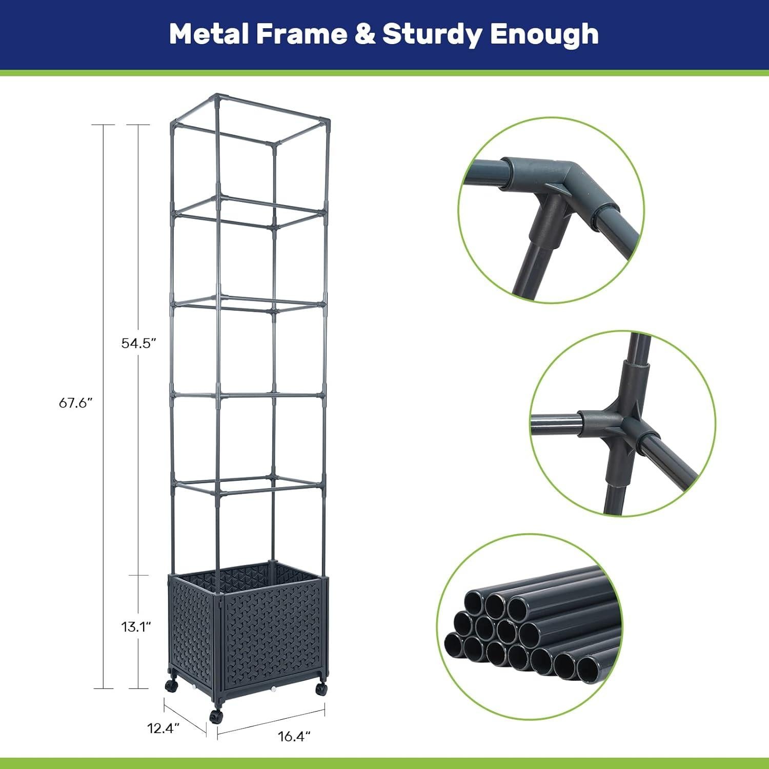 Caja de Plantas Elevada LINEX 171.5 cm con Enrejado y Autorriego