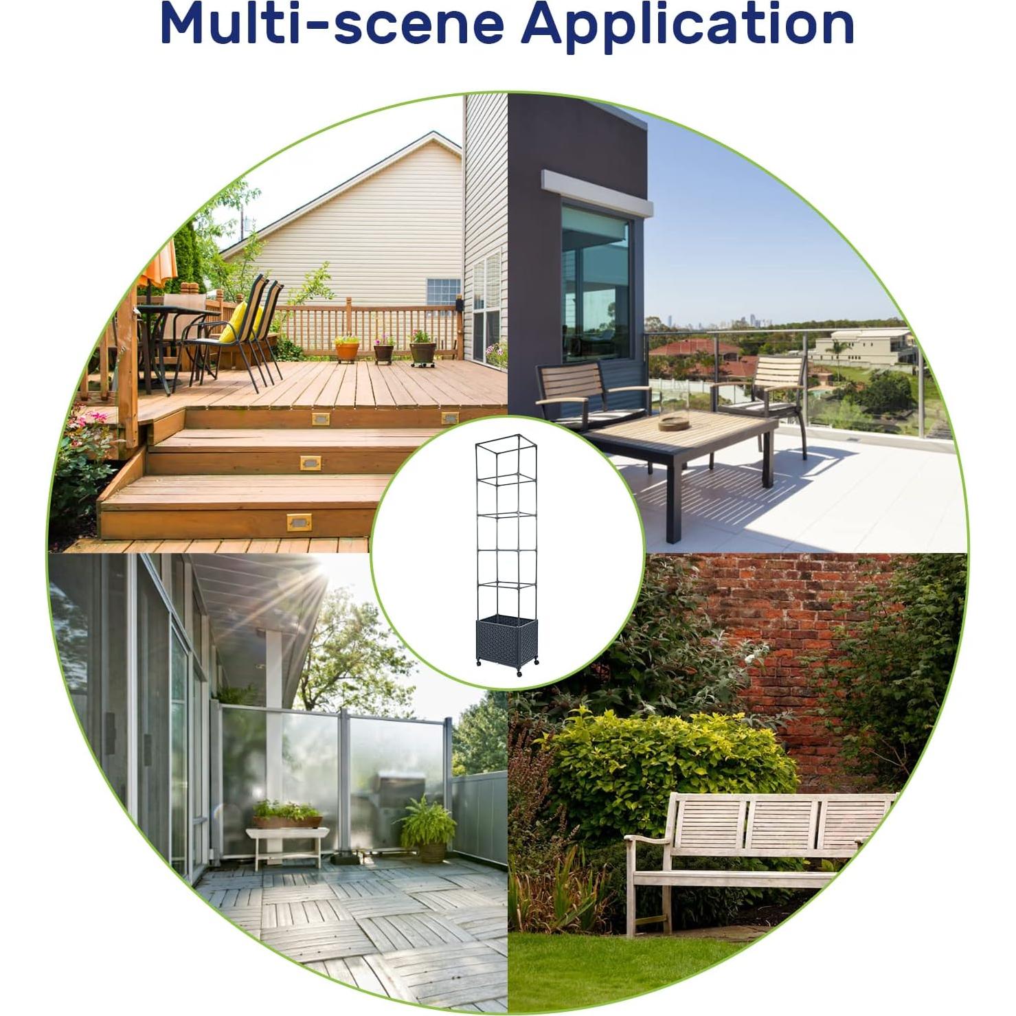 Caja de Plantas Elevada LINEX 171.5 cm con Enrejado y Autorriego