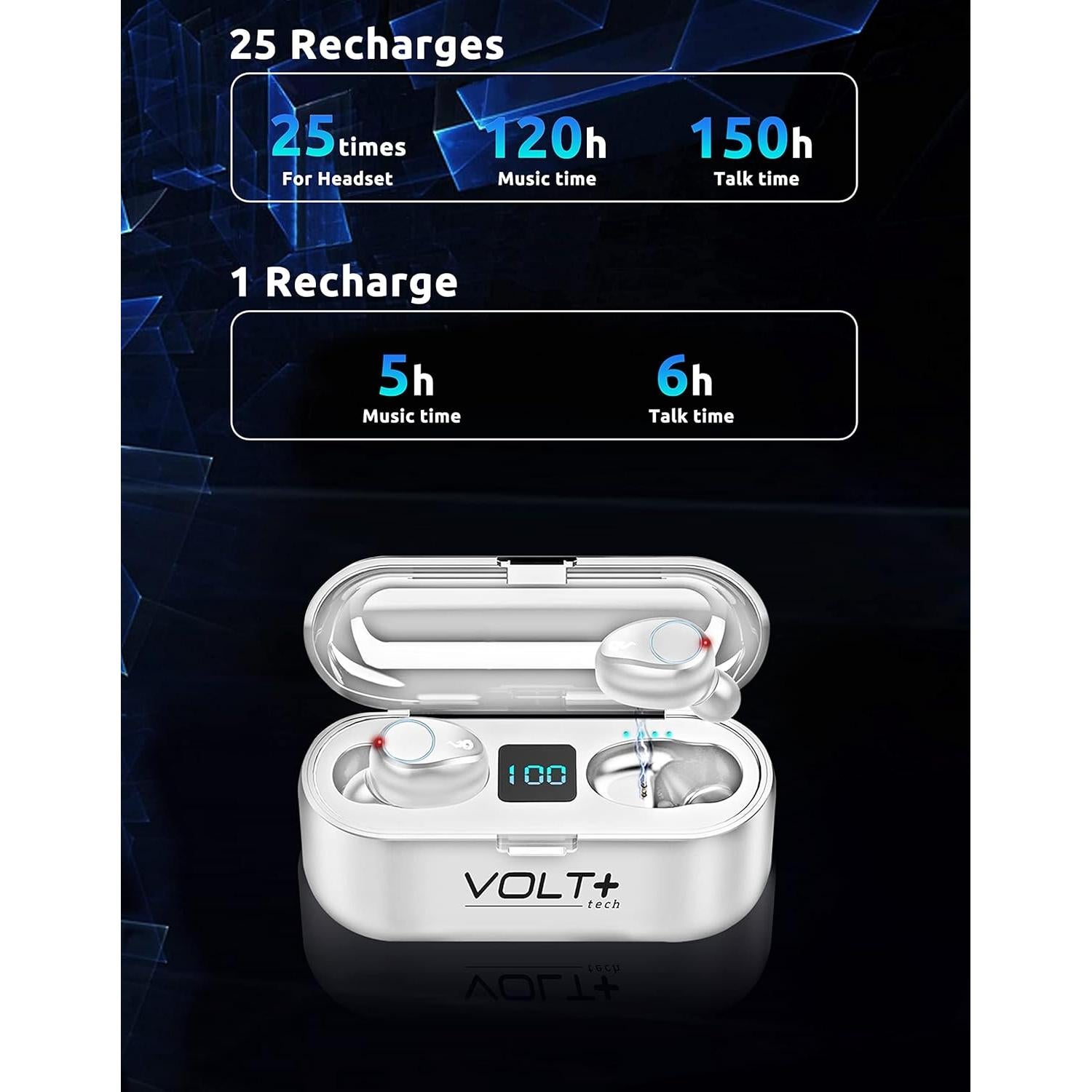 Auriculares Inalámbricos V5.3 Bluetooth Volt Plus F9 con PowerBank 2000mAh