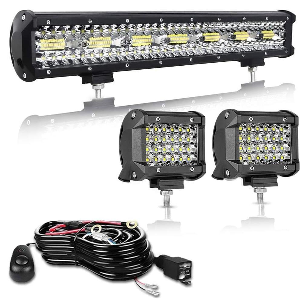 Kit de Barra de Luz LED OfleGold 22" 420W + 2 Pods 4" 72W