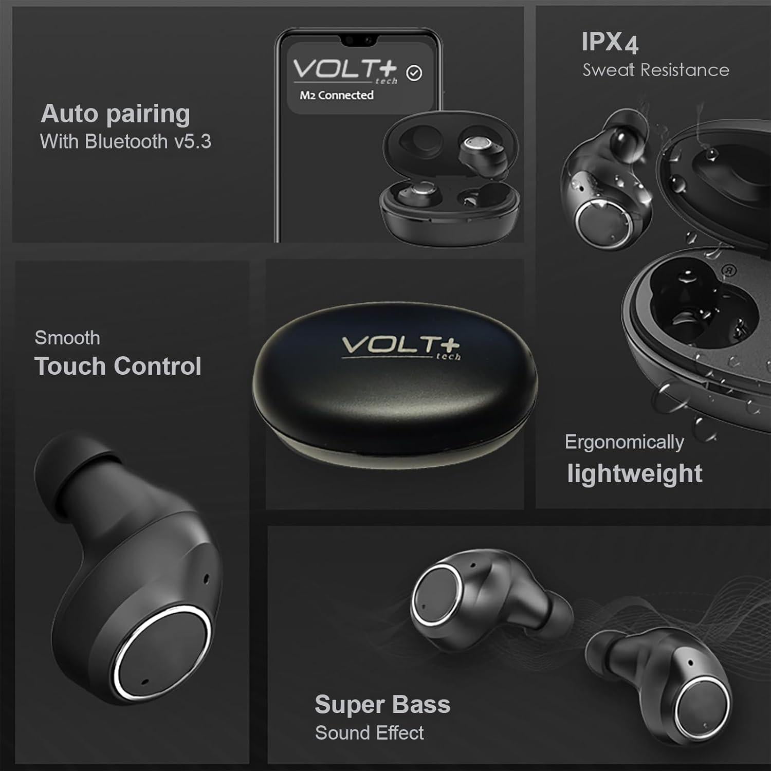 Auriculares Inalámbricos V5.3 VOLT PLUS XG01 con Estuche Carga