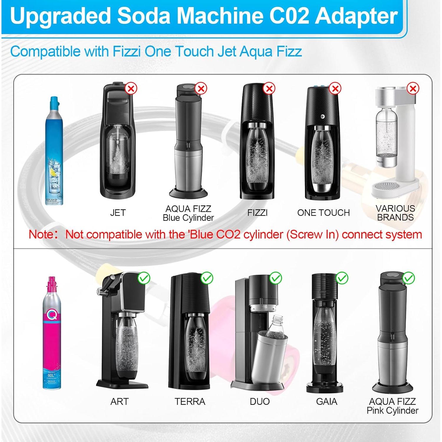 Adaptador de CO2 Rosa GYPNS para Máquina de Soda DUO 152.4 cm