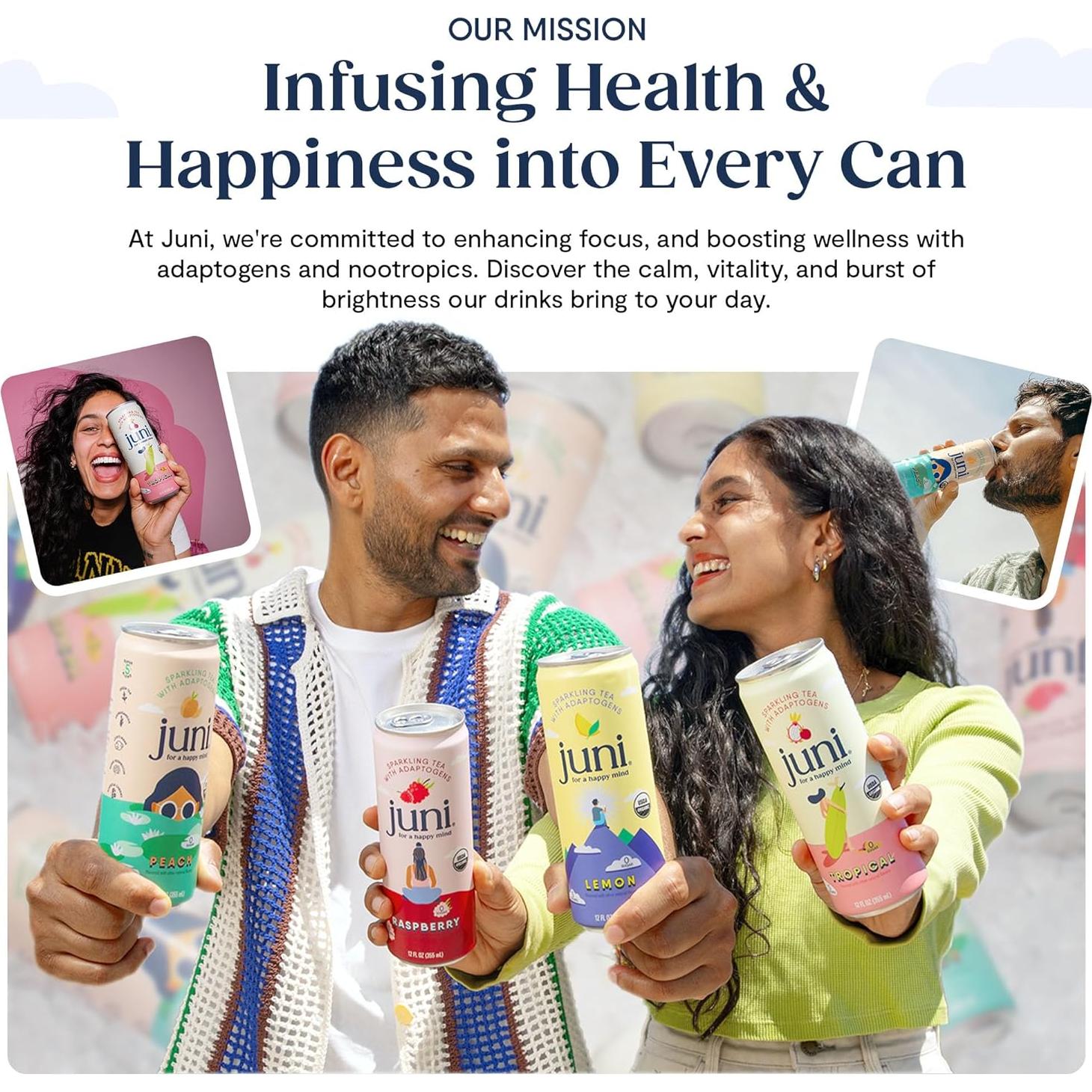 Bebida Espumosa Adaptógena Juni - Paquete Variado 12 Latas 355ml