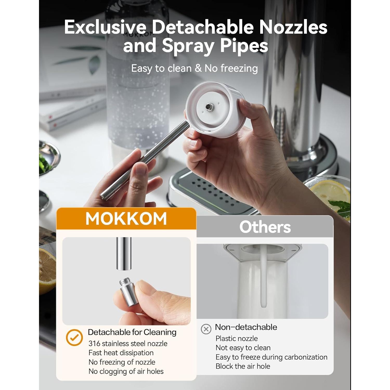 MOKKOM Máquina de Agua Espumosa 1L - Carbonatador Acero Inoxidable