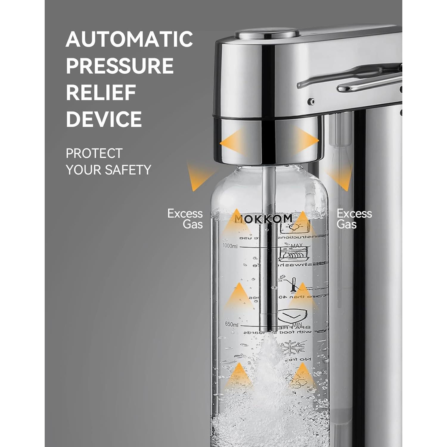 MOKKOM Máquina de Agua Espumosa 1L - Carbonatador Acero Inoxidable